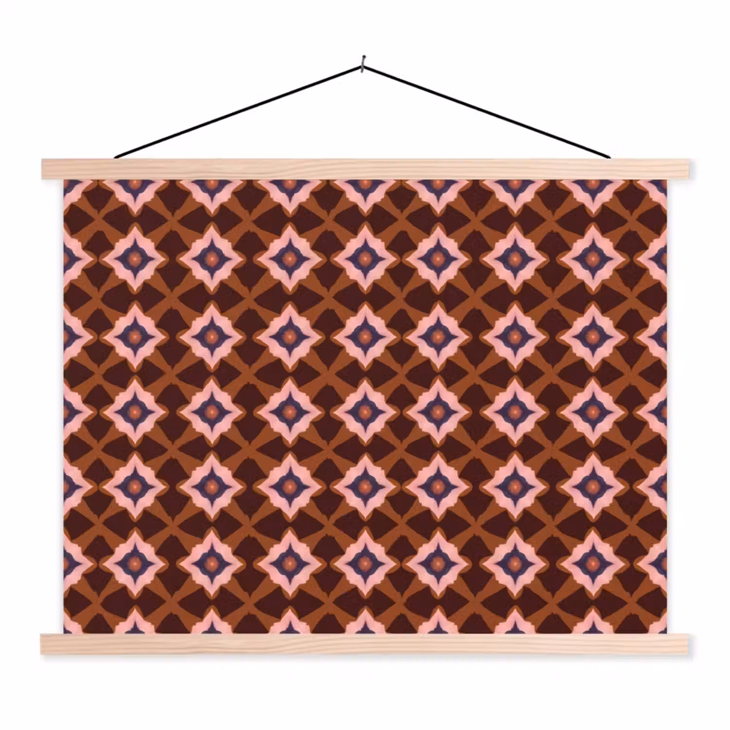 Geometrisch - Sierlijk - Bruin textielposter latten blank klein 122 -3d
