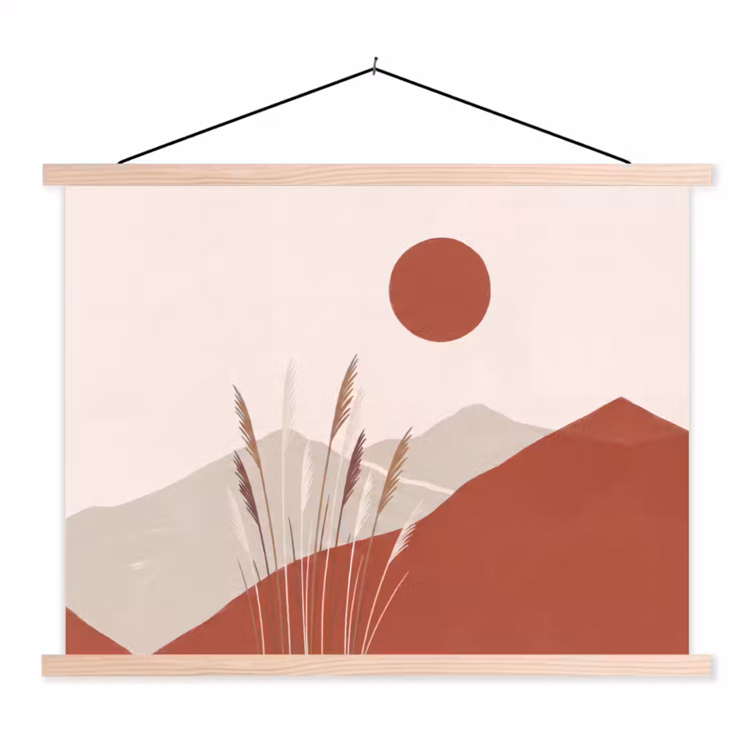 Gras - Landschap - Natuur - Abstract - Beige textielposter latten blank klein -3d