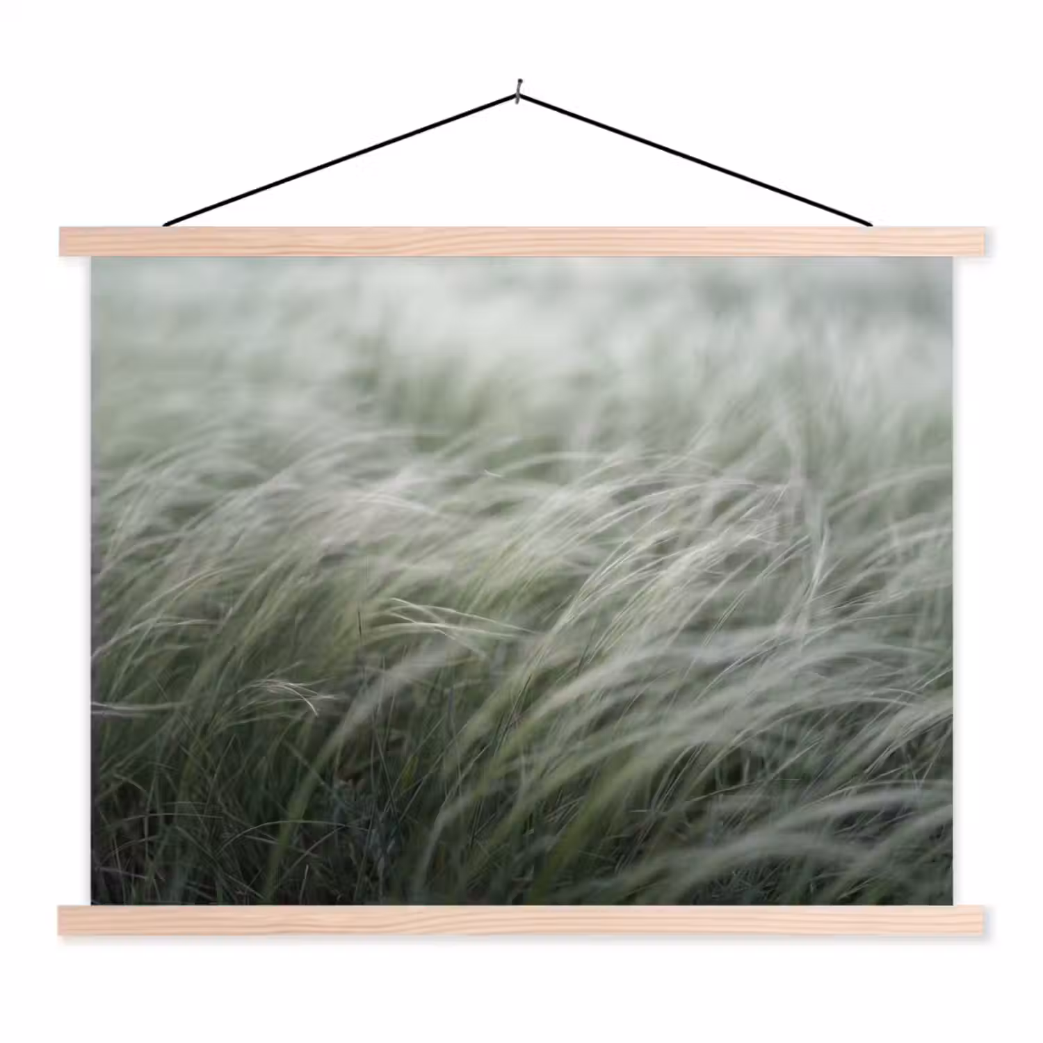 Gras - Wazig - Natuur - Groen - Zacht textielposter latten blank klein -3d