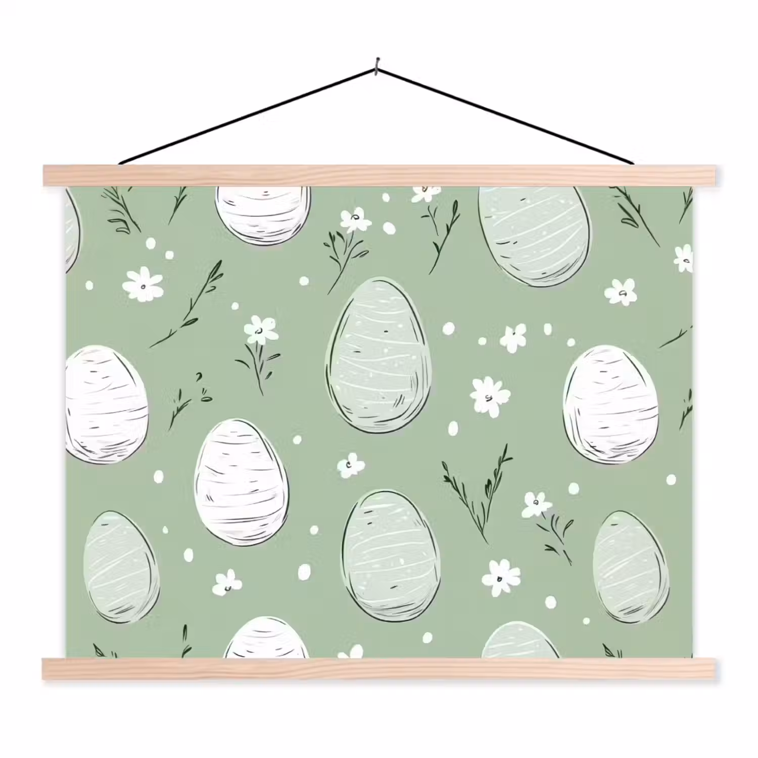 Groen - Eieren - Patroon textielposter latten blank klein -3d