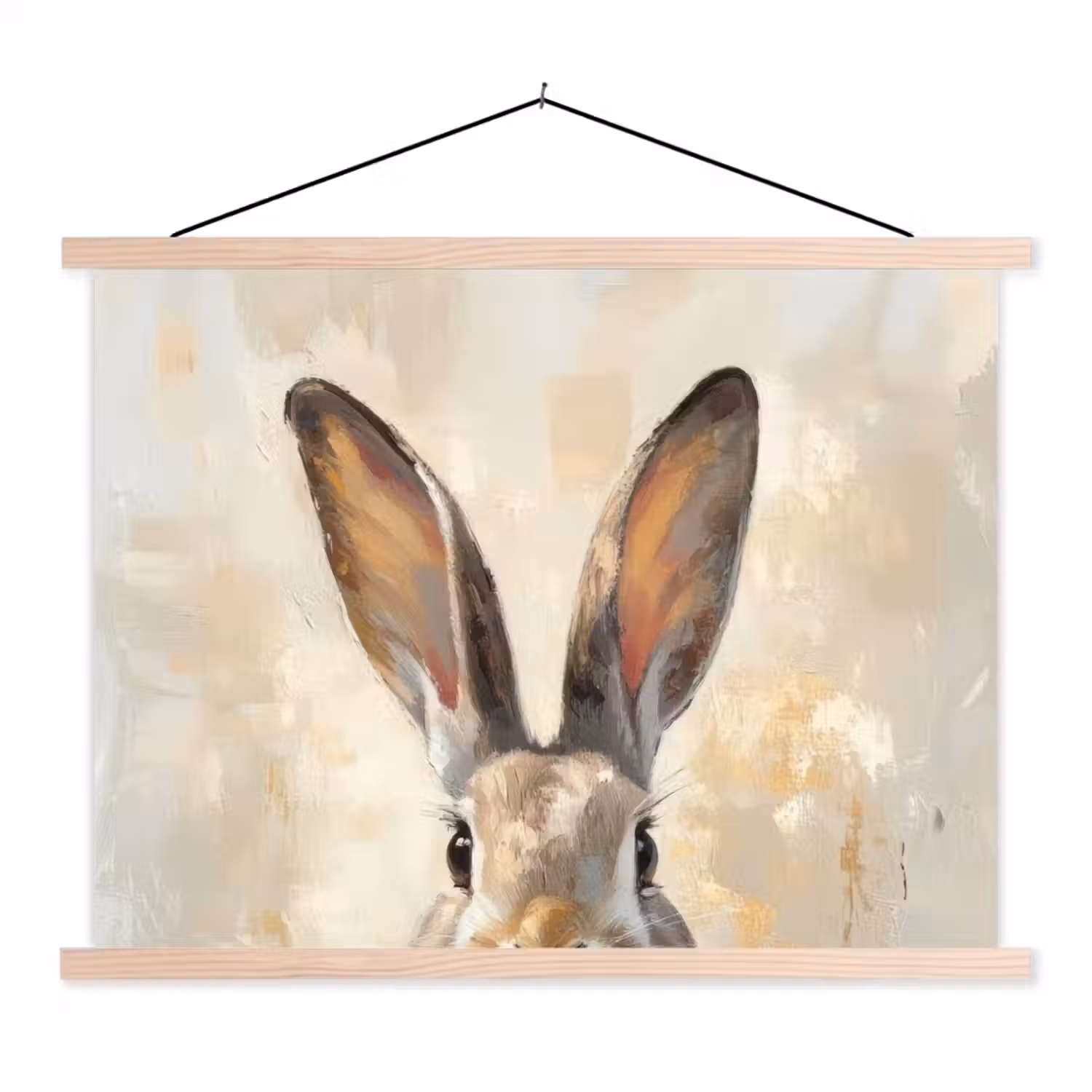 Haas - Oren - Bruin textielposter latten blank klein -3d