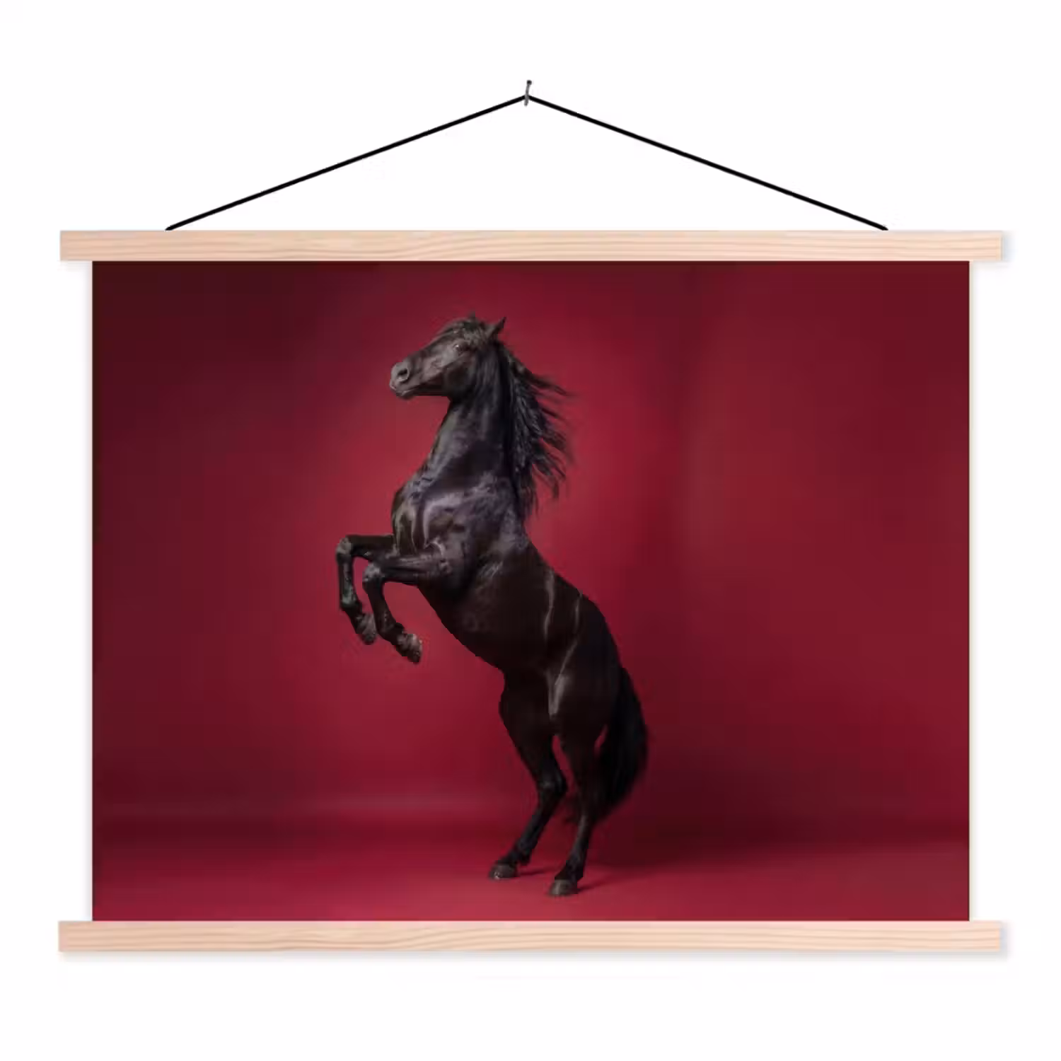 Hengst - Steigert - Rood textielposter latten blank klein -3d