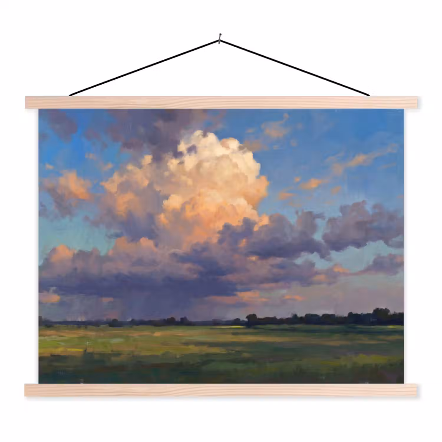 Lucht - Wolken - Landschap - Modern - Oranje textielposter latten blank klein -3d