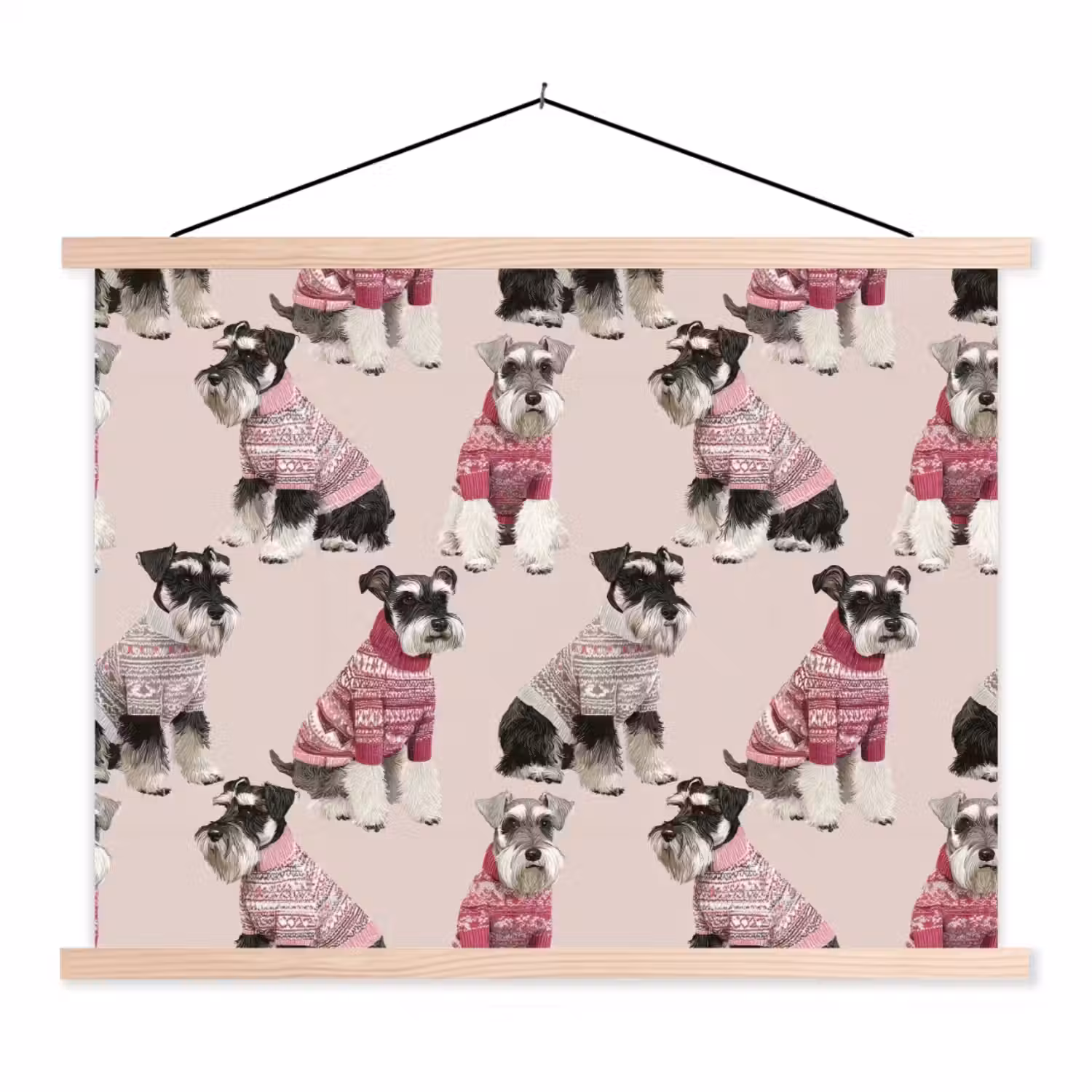 Honden - Truien - Rood textielposter latten blank klein 122 -3d