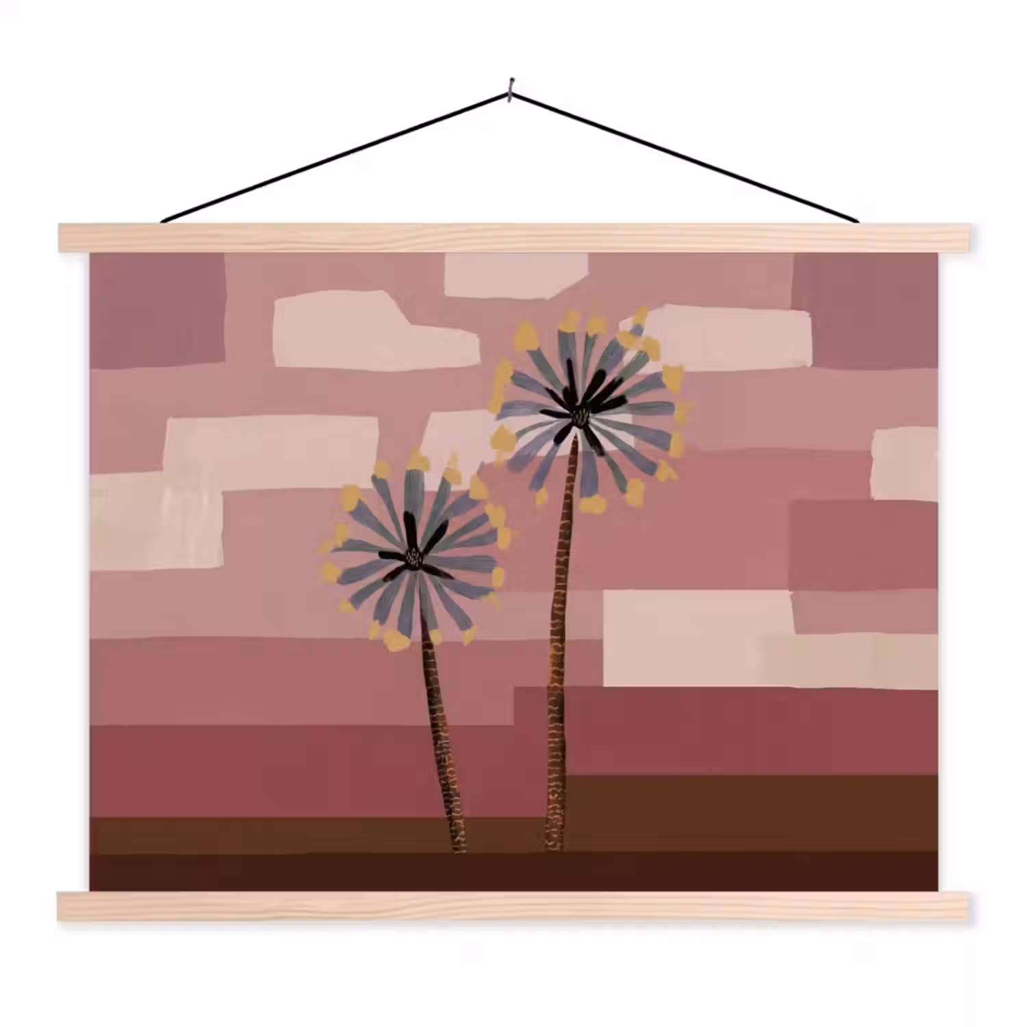 Illustratie - Bloemen - Vlakken - Abstract textielposter latten blank klein -3d