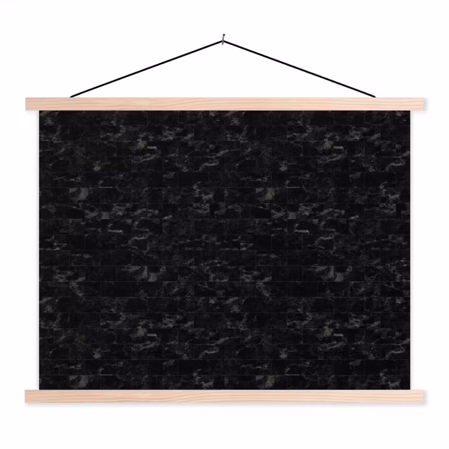 Tegels - Patroon - Marmer - Zwart textielposter latten blank klein 122 -3d