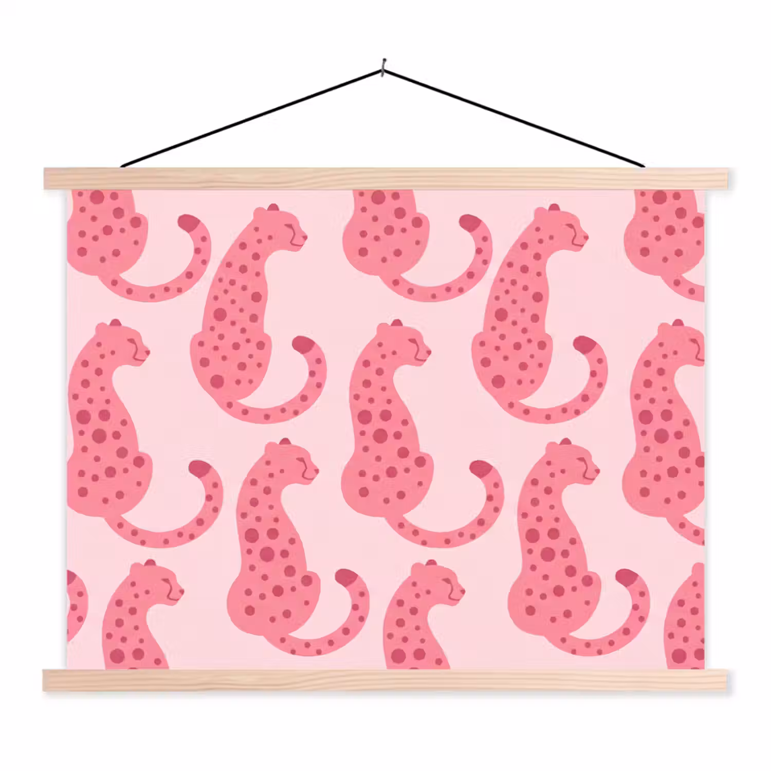 Kat - Gevlekt - Dieren - Patroon - Roze textielposter latten blank klein -3d