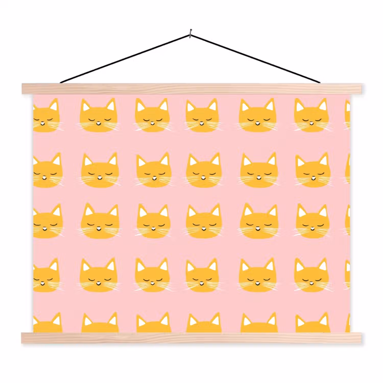 Katten - Patroon - Roze textielposter latten blank klein 122 -3d