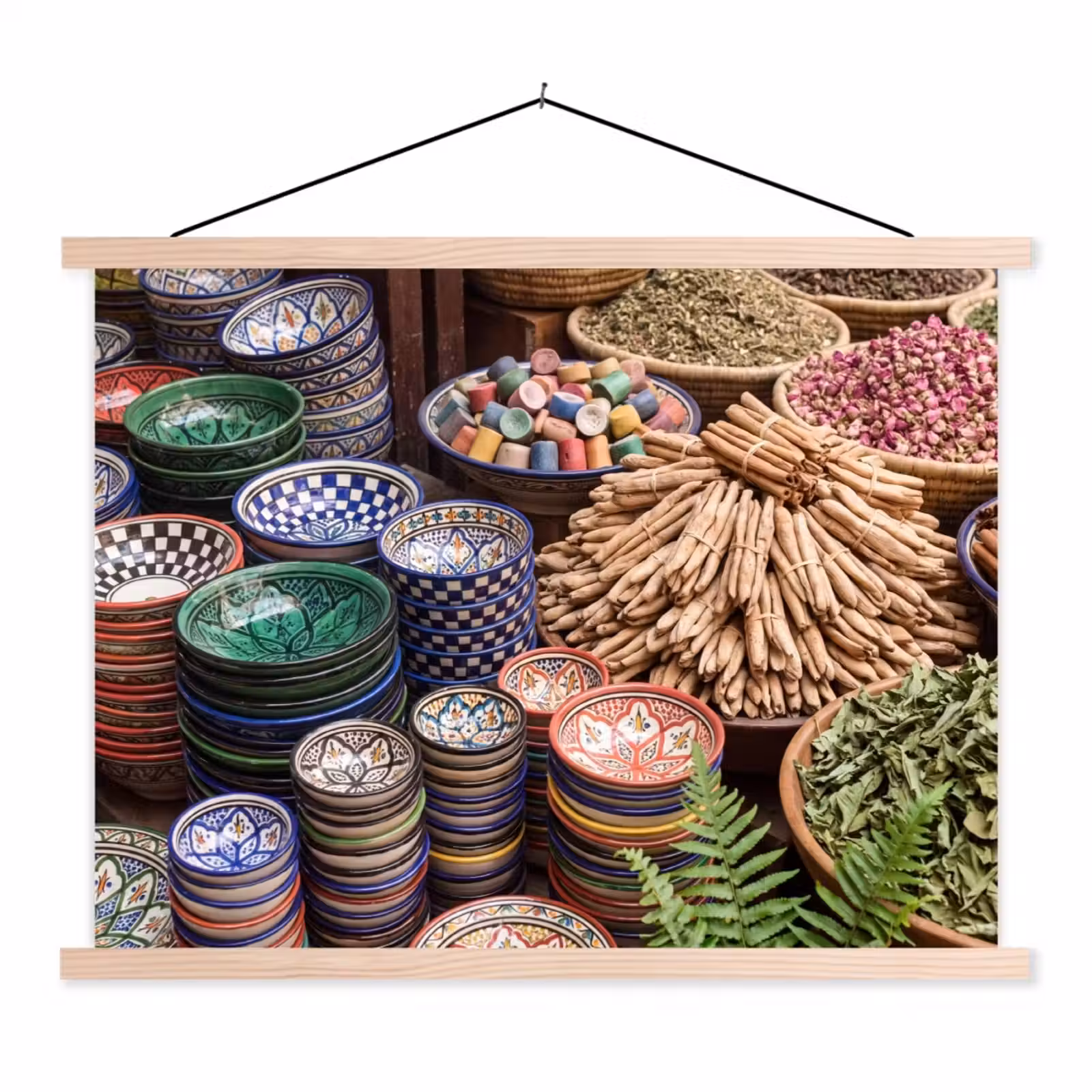 Stoffbild - Keramik – Orientalisch – Farbenfroh - Aardewerk - Oosters - Kleurrijk textielposter latten blank klein