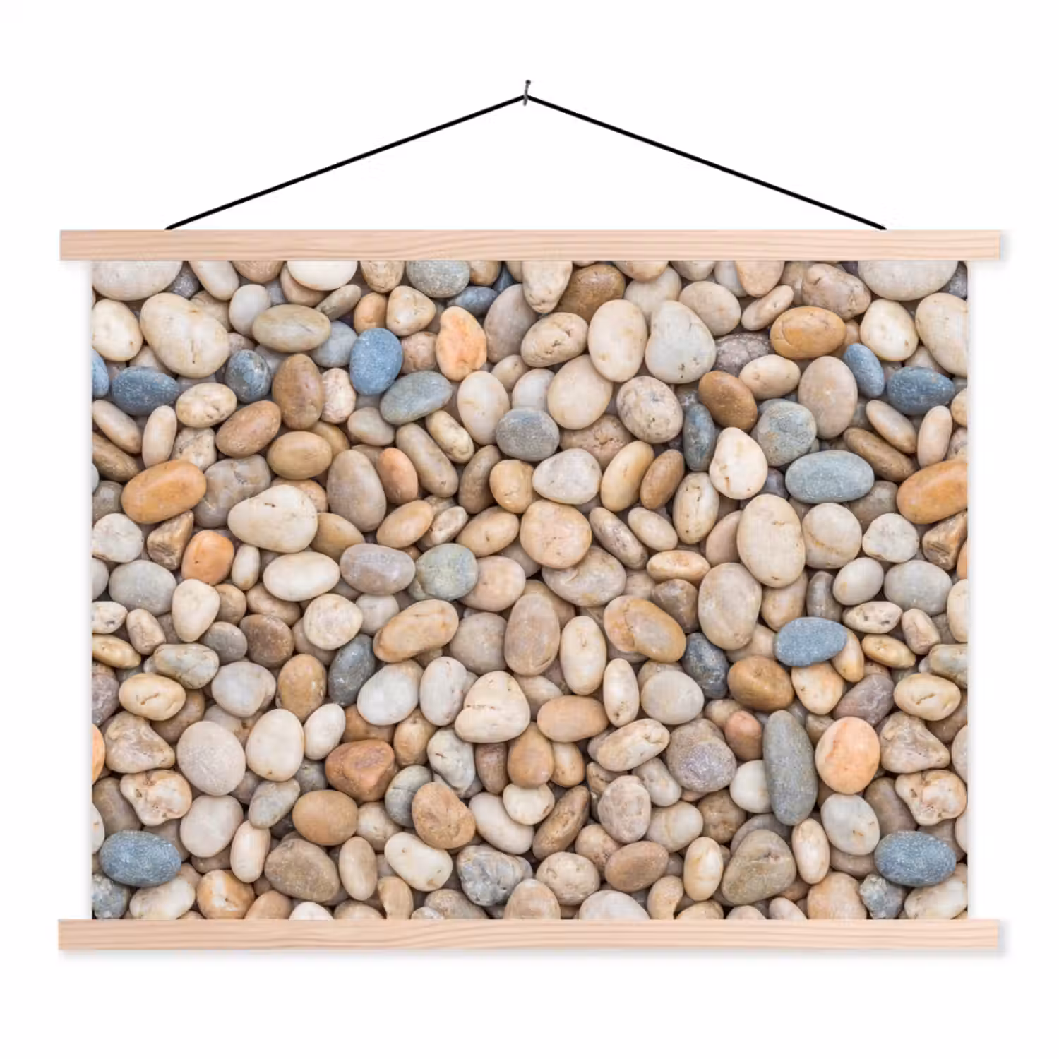 Kiezelstenen - Natuur - Textuur - Beige - Grijs textielposter latten blank klein -3d