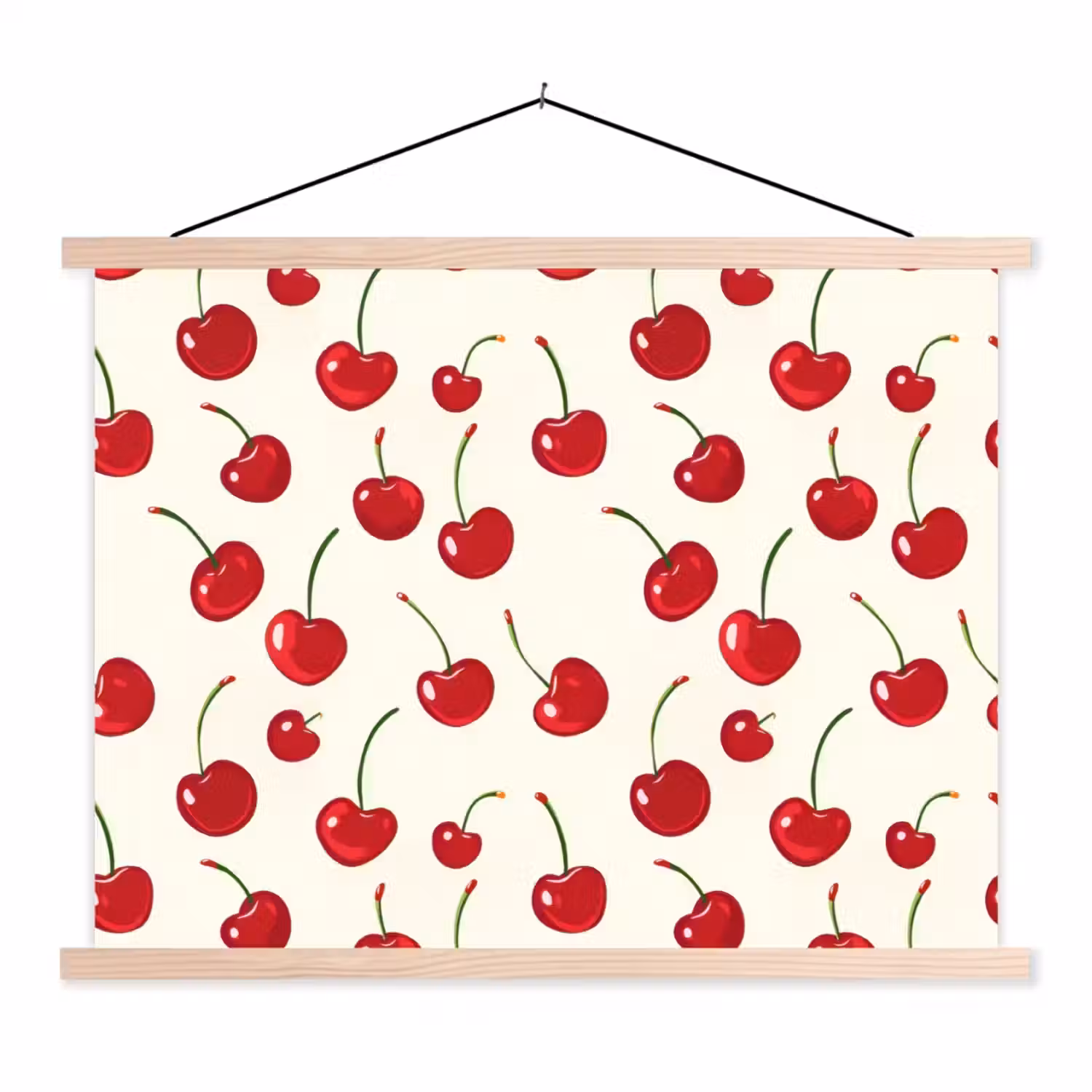Kersen - Minimalistisch - Rood textielposter latten blank klein 122 -3d