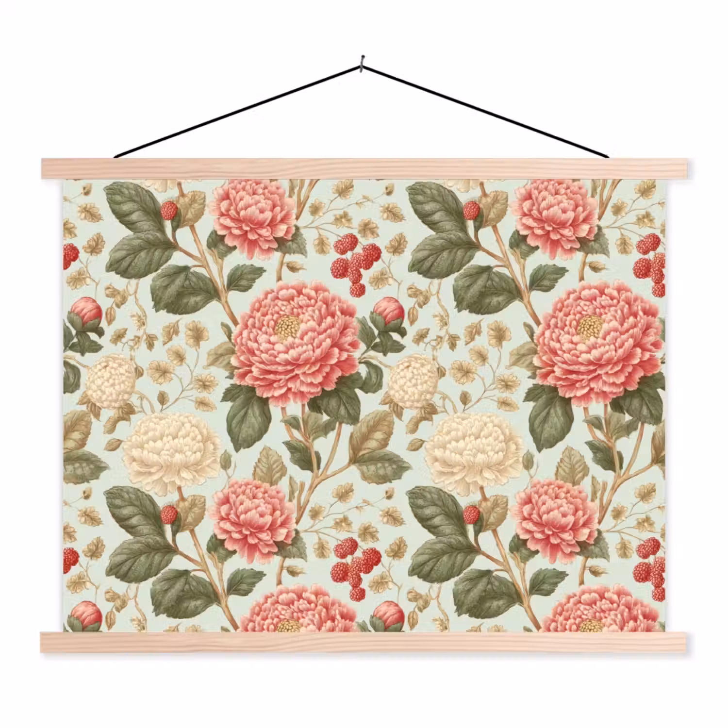 Klassiek - Botanisch - Veelkleurig textielposter latten blank klein 122 -3d