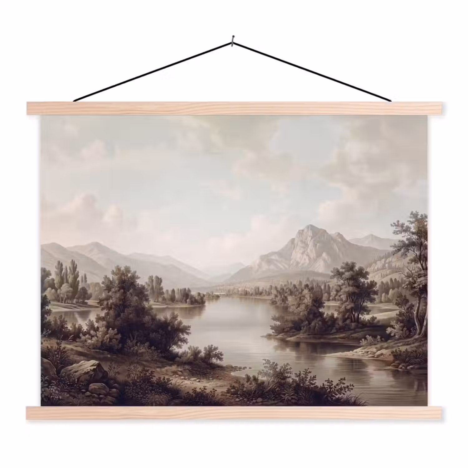 Klassiek - Landschap - Sereen textielposter latten blank klein -3d