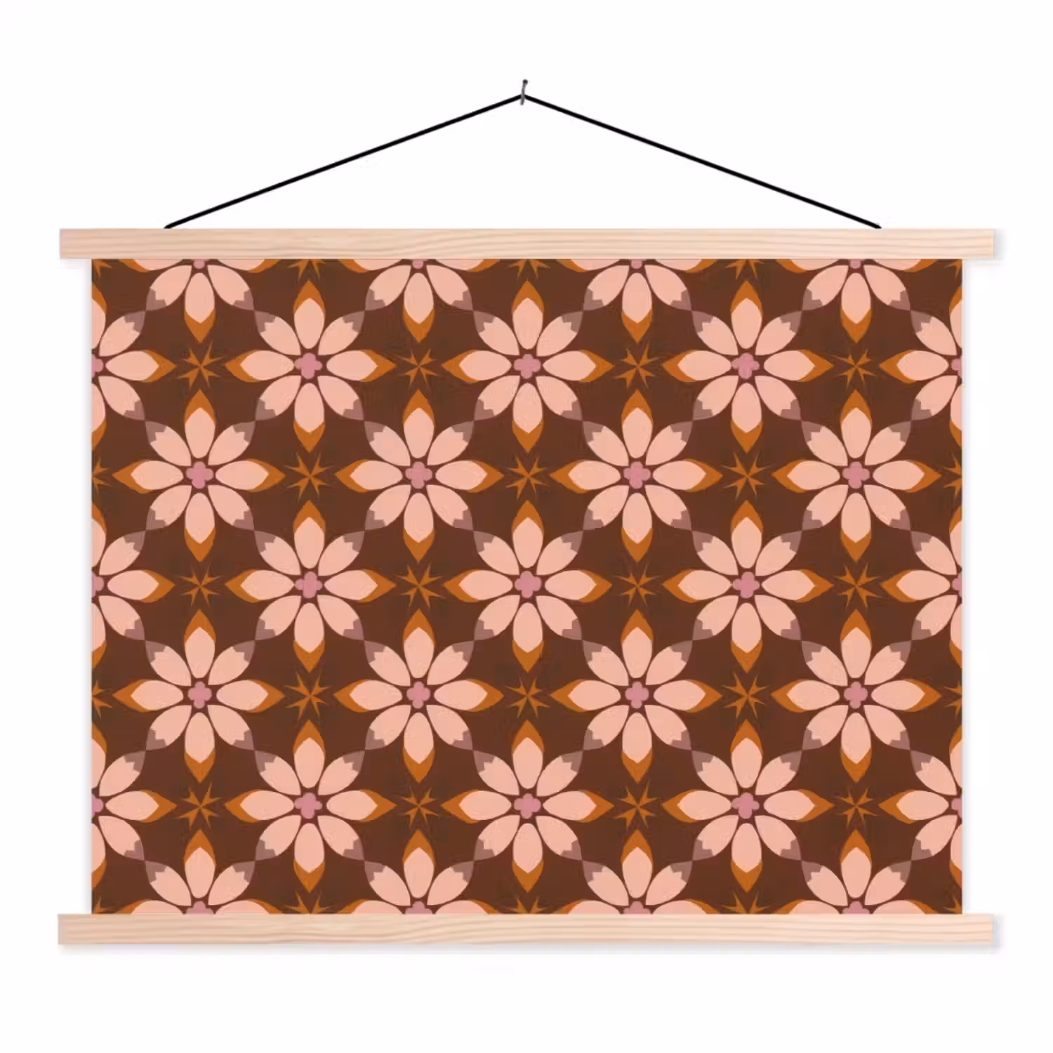 Klassiek - Retro - Bruin textielposter latten blank klein 122 -3d