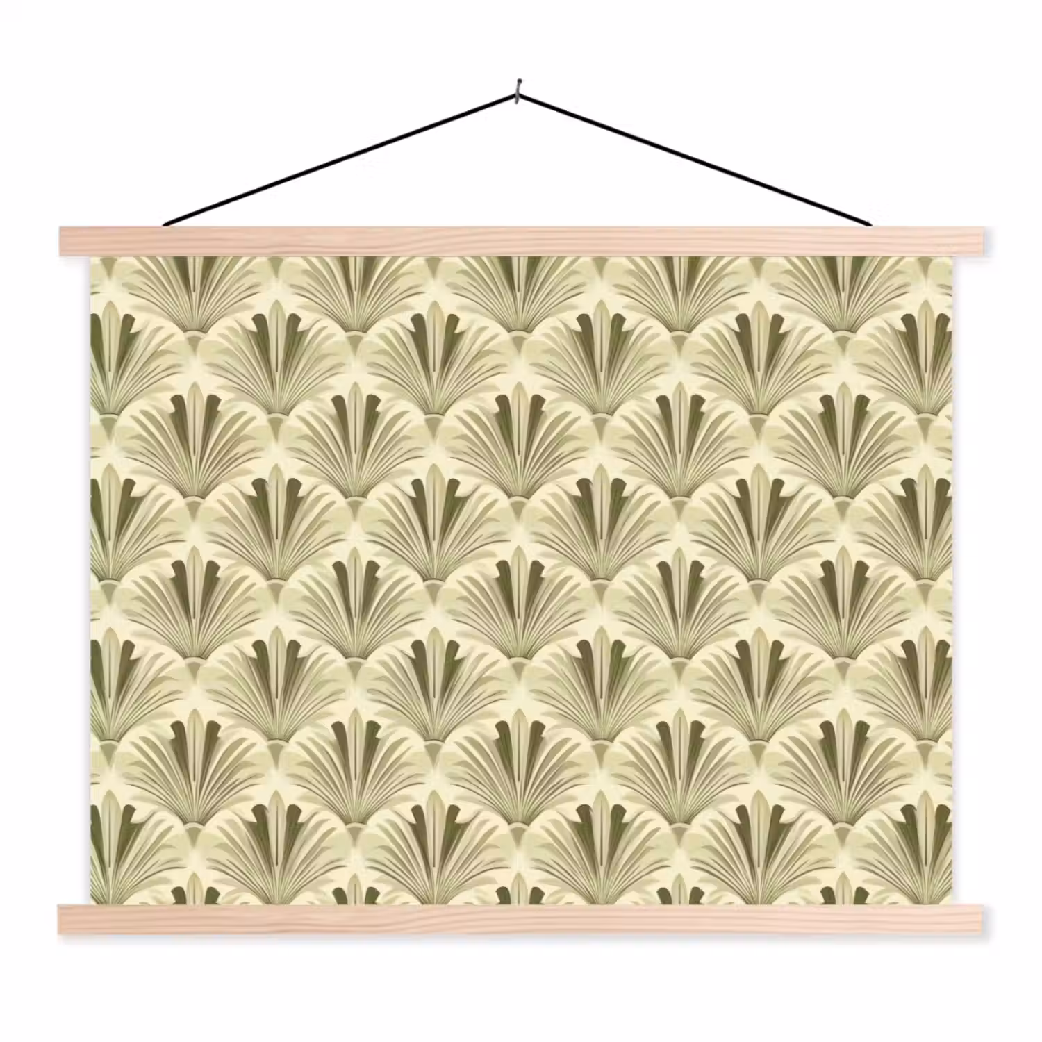 Klassiek - Waaier - Groen textielposter latten blank klein 122 -3d