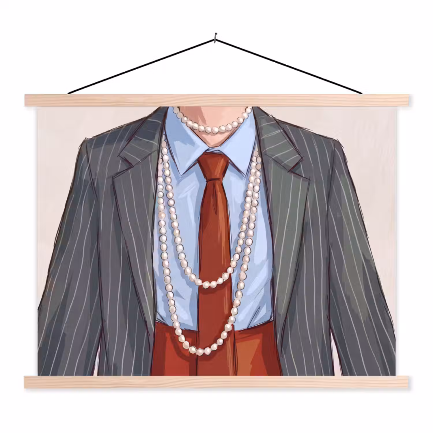 Kleding - Strik - Parels - Klassiek - Mode textielposter latten blank klein -3d