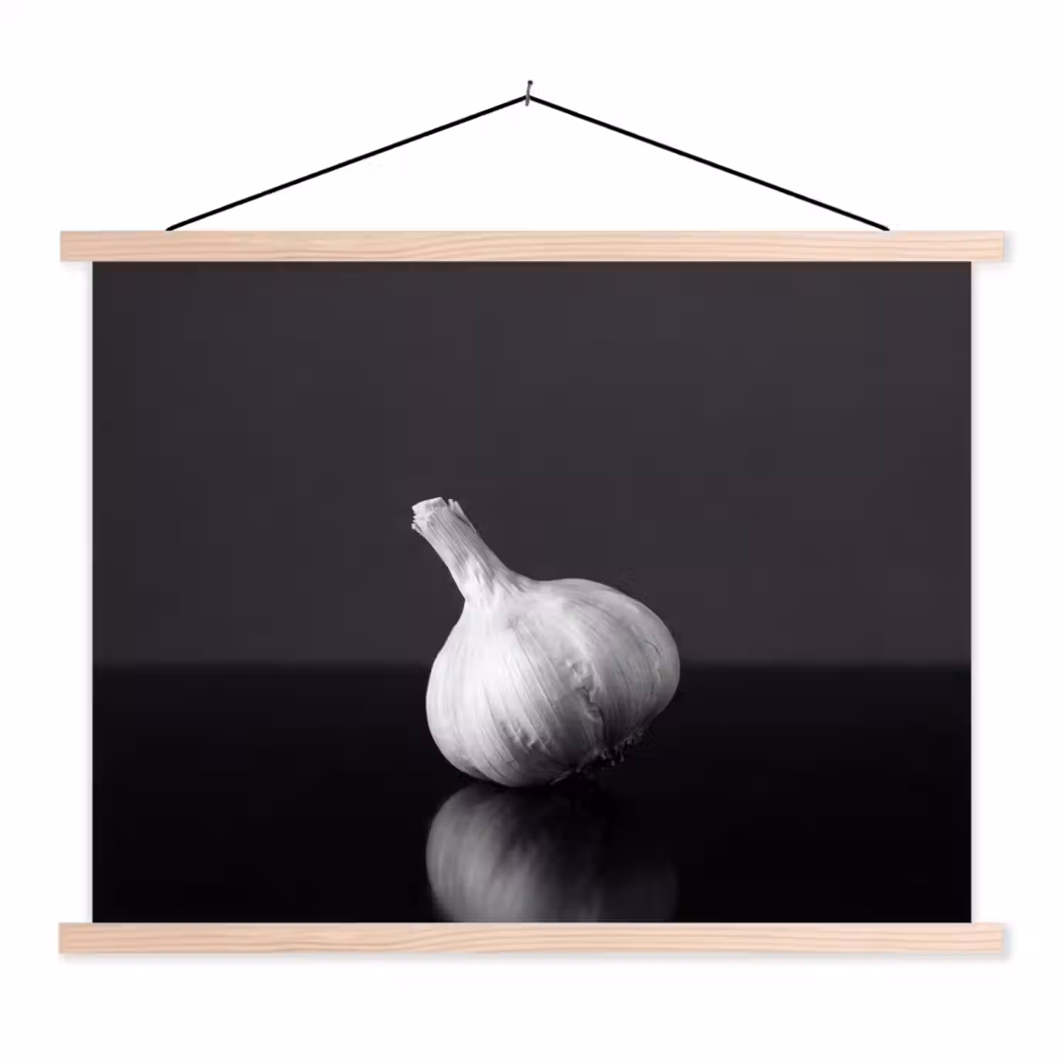 Knoflook - Zwart - Wit textielposter latten blank klein -3d