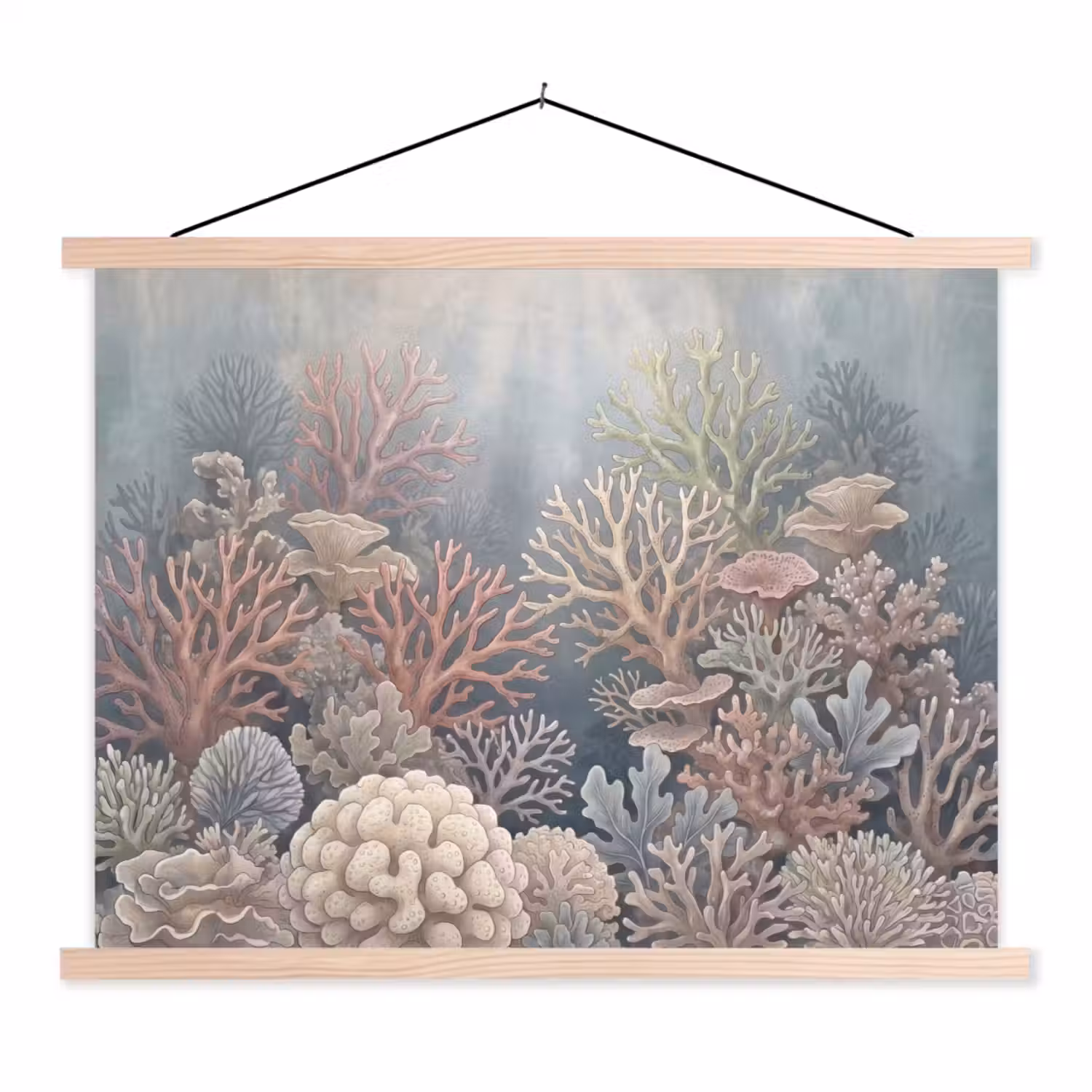 Koraal - Zeeleven - Onderwater - Illustratie - Natuur textielposter latten blank klein -3d