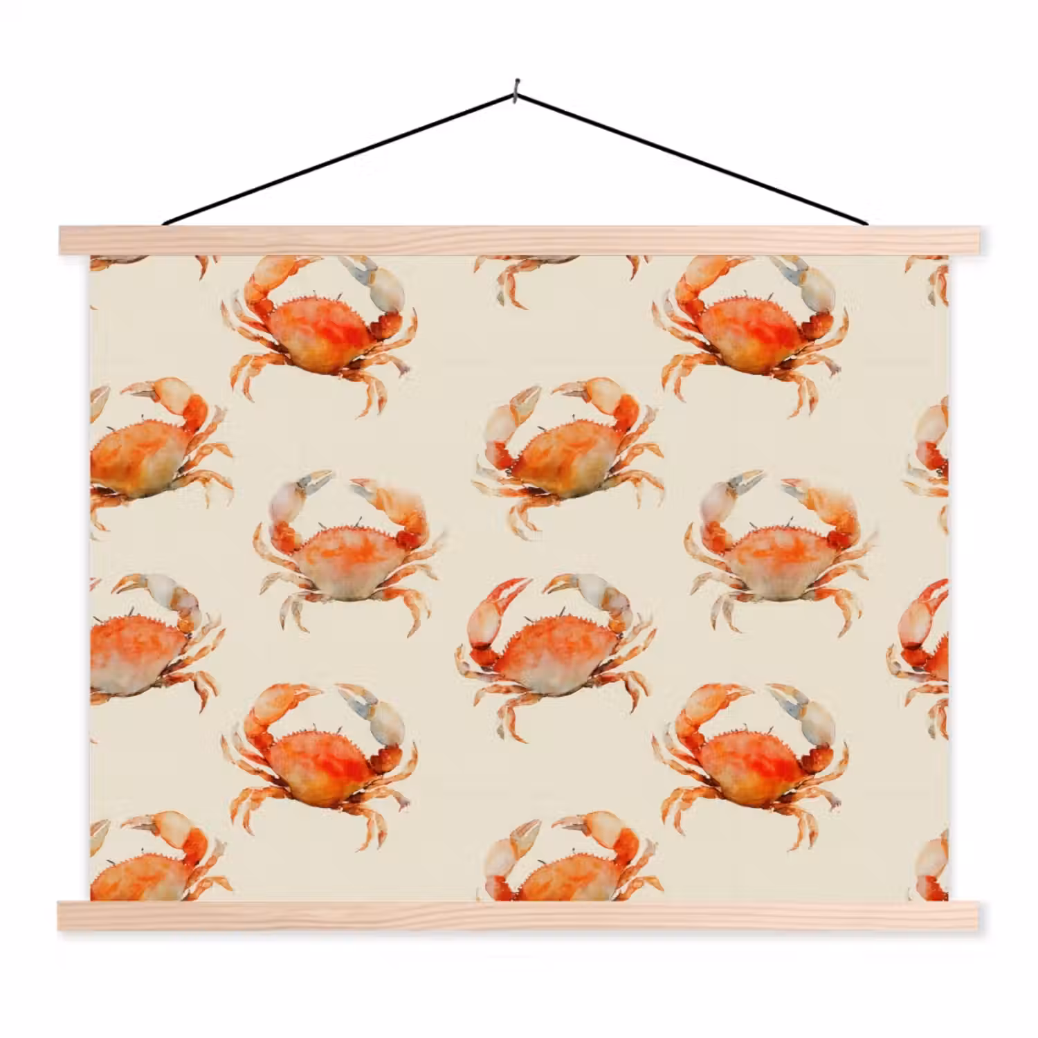 Krabben - Patroon - Oranje textielposter latten blank klein 122 -3d