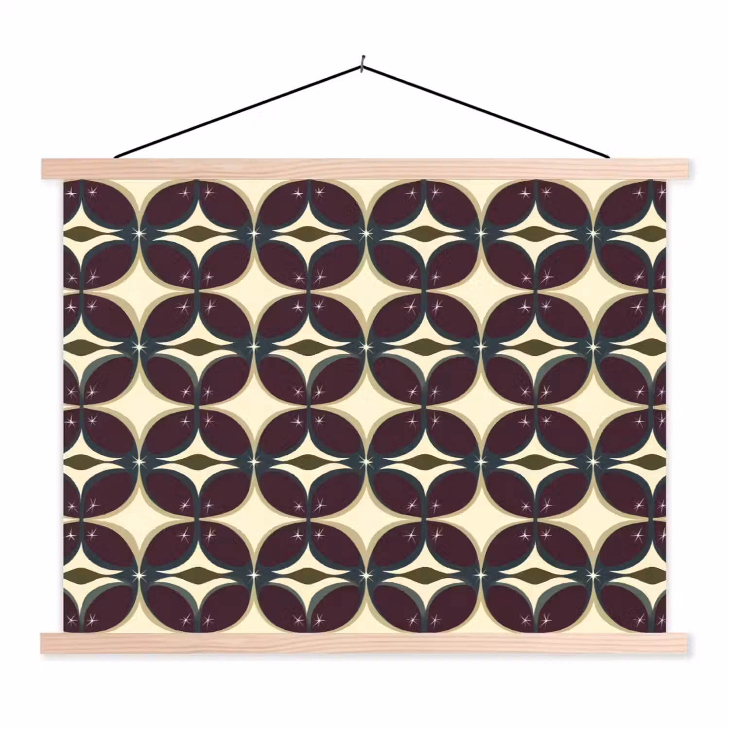 Cirkel - Retro - Kleurrijk textielposter latten blank klein 122 -3d