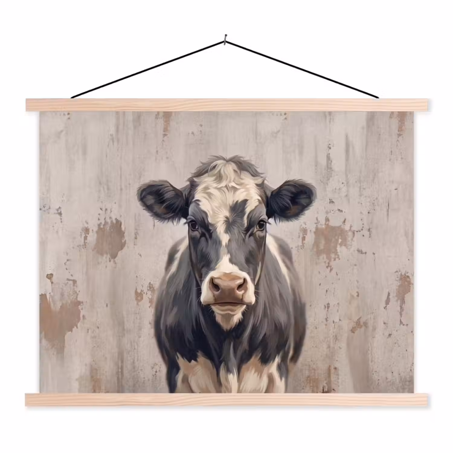 Koe - Portret - Dieren - Modern textielposter latten blank klein -3d