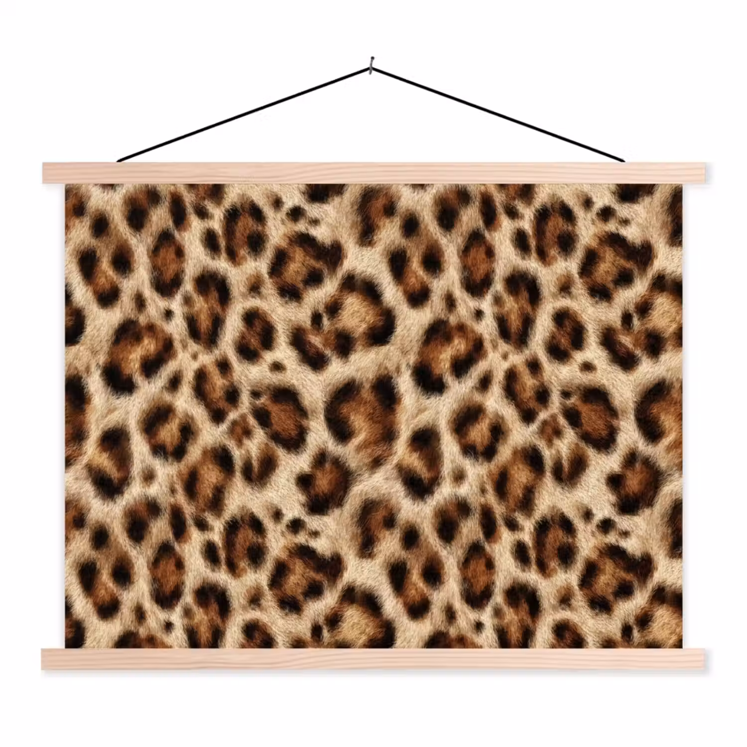 Luipaard - Bruin - Vacht textielposter latten blank klein 122 -3d