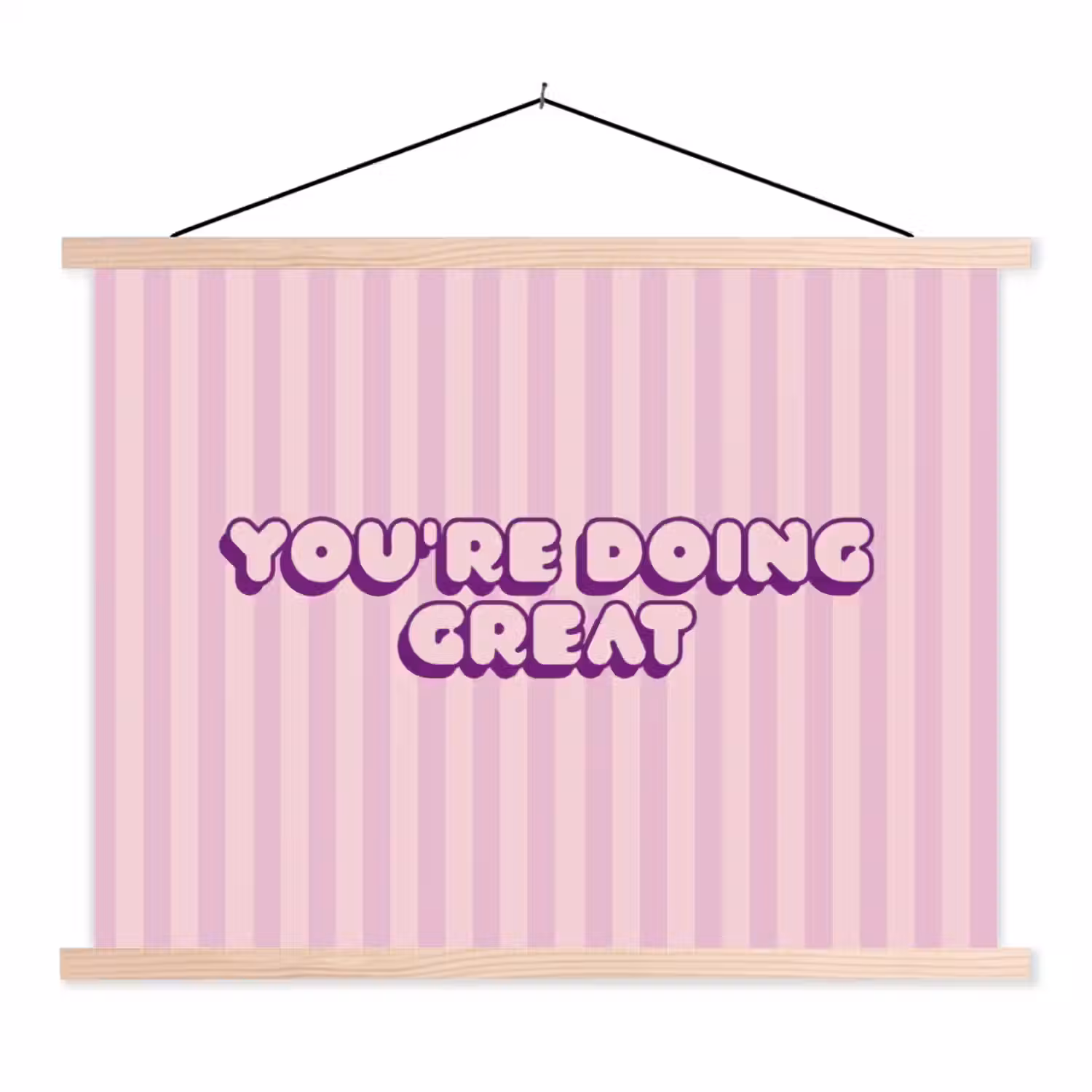 Paars - Strepen - You're doing great - Schaduw textielposter latten blank klein -3d