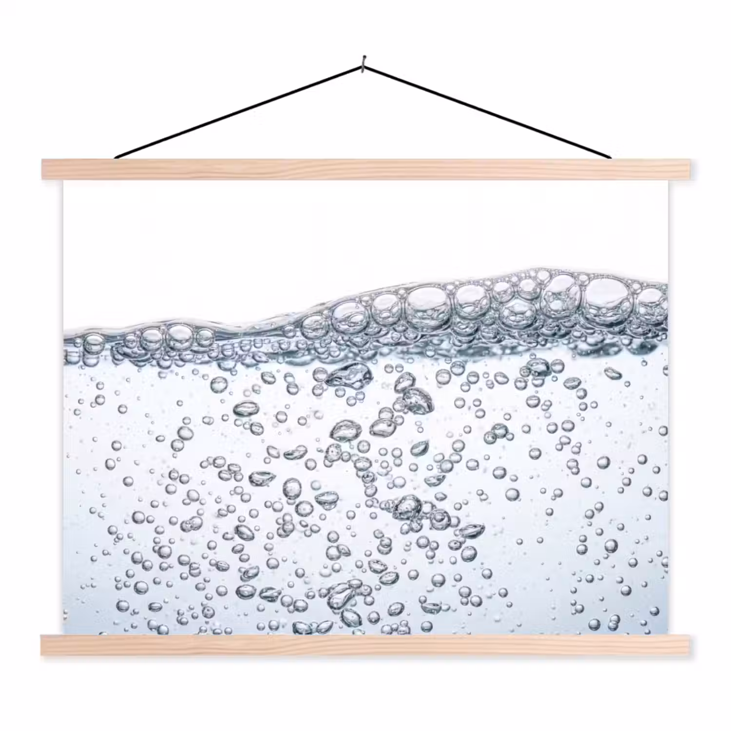 Luchtbellen - Water - Dynamisch textielposter latten blank klein -3d