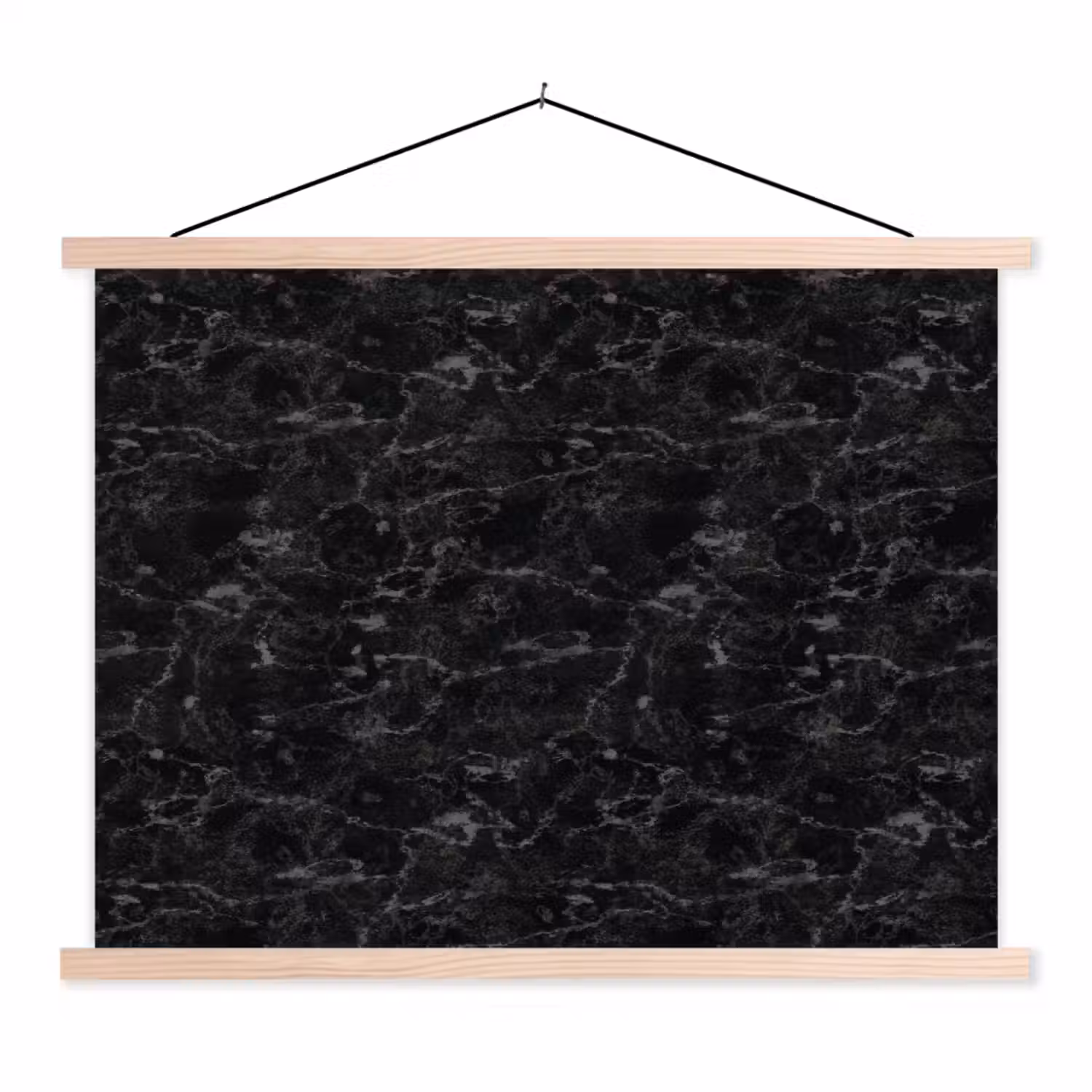 Marmer - Aders - Zwart textielposter latten blank klein 122 -3d