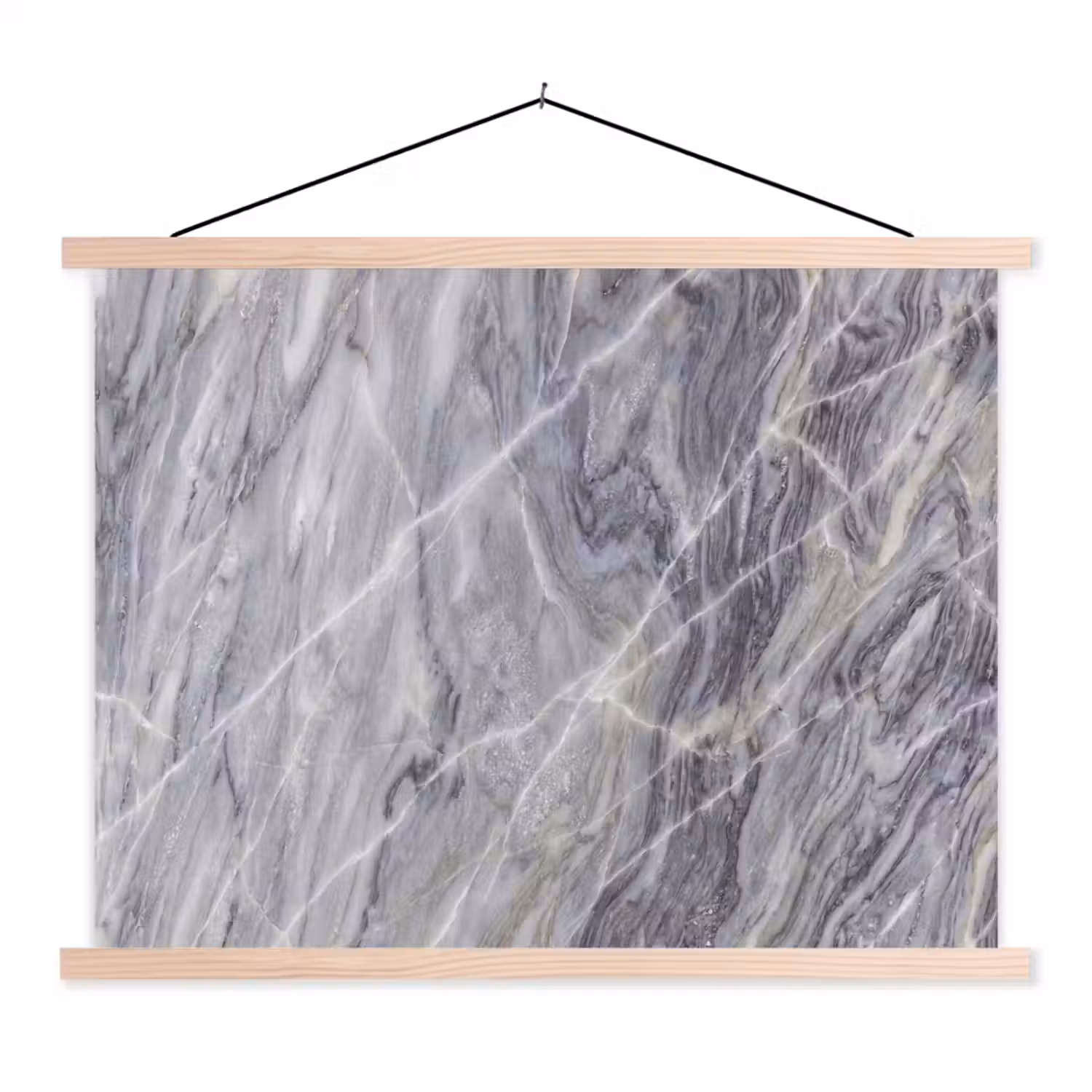 Marmer - Ader - Patroon - Abstract - Grijs textielposter latten blank klein -3d