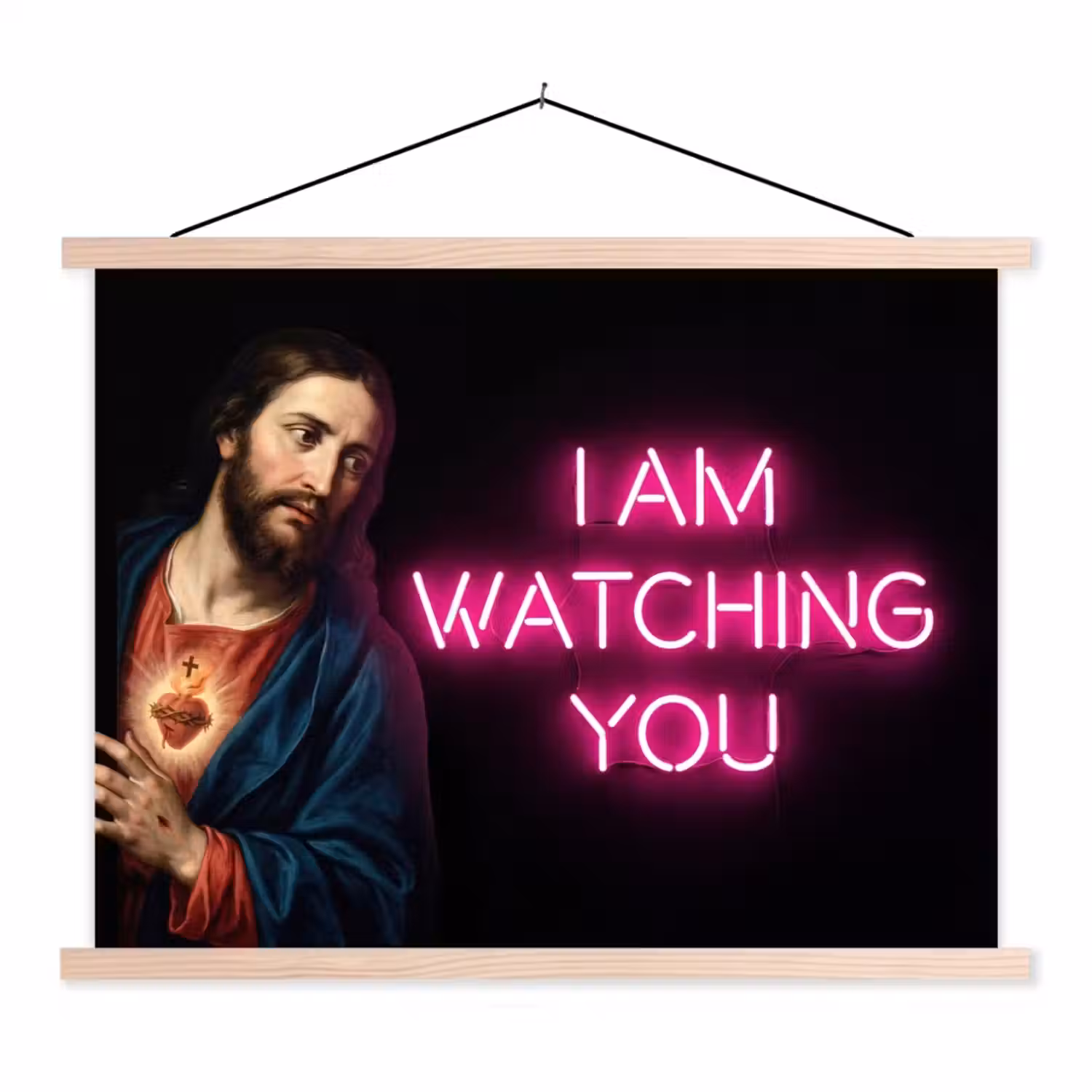 Man - Tekst - Neon textielposter latten blank klein -3d