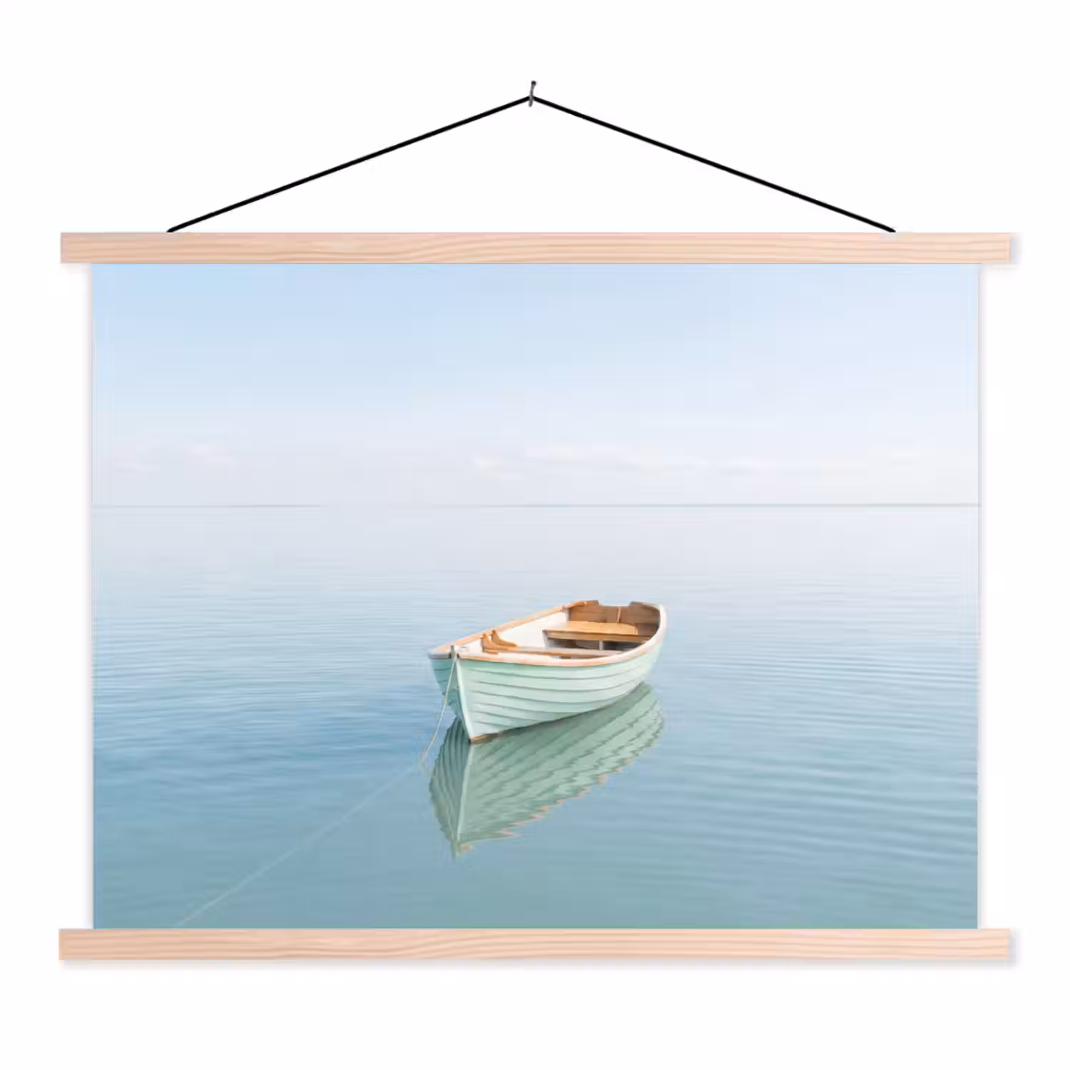 Minimalistisch - Boot - Zee textielposter latten blank klein -3d