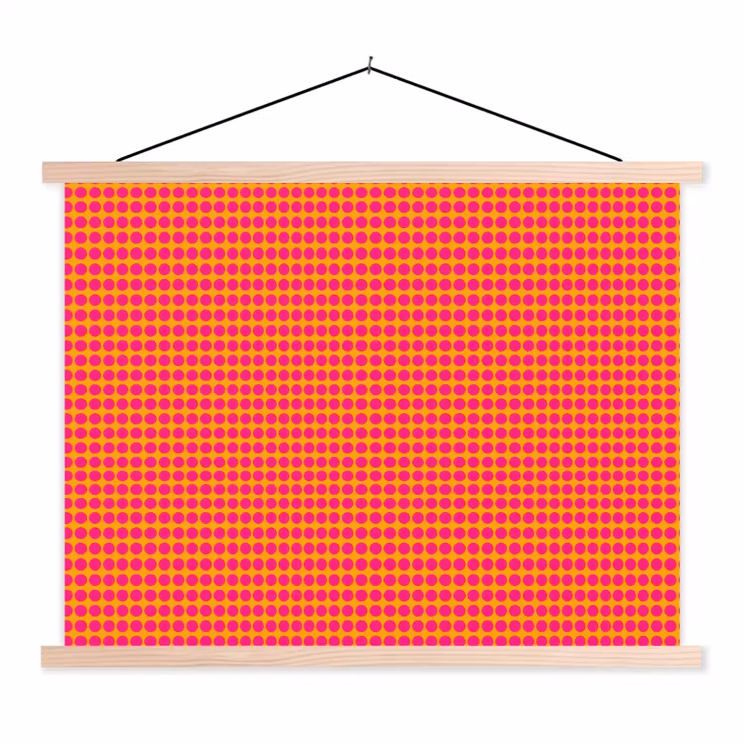 Modern - Stippen - Oranje textielposter latten blank klein 122 -3d