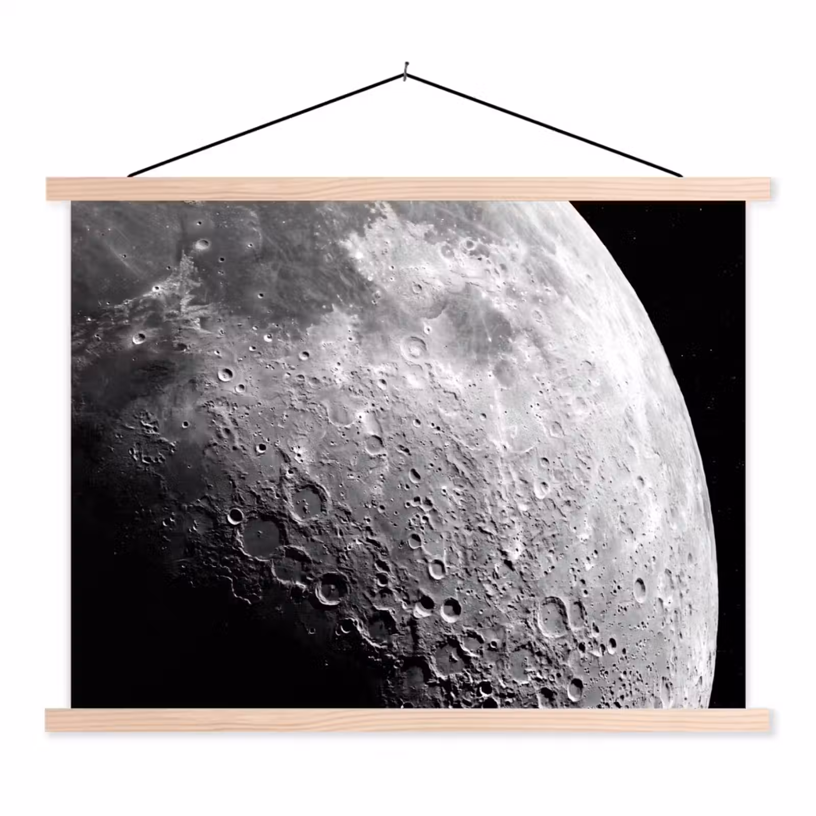 Stoffbild - Mond – Krater – Weltraum - Maan - Kraters - Ruimte textielposter latten blank klein