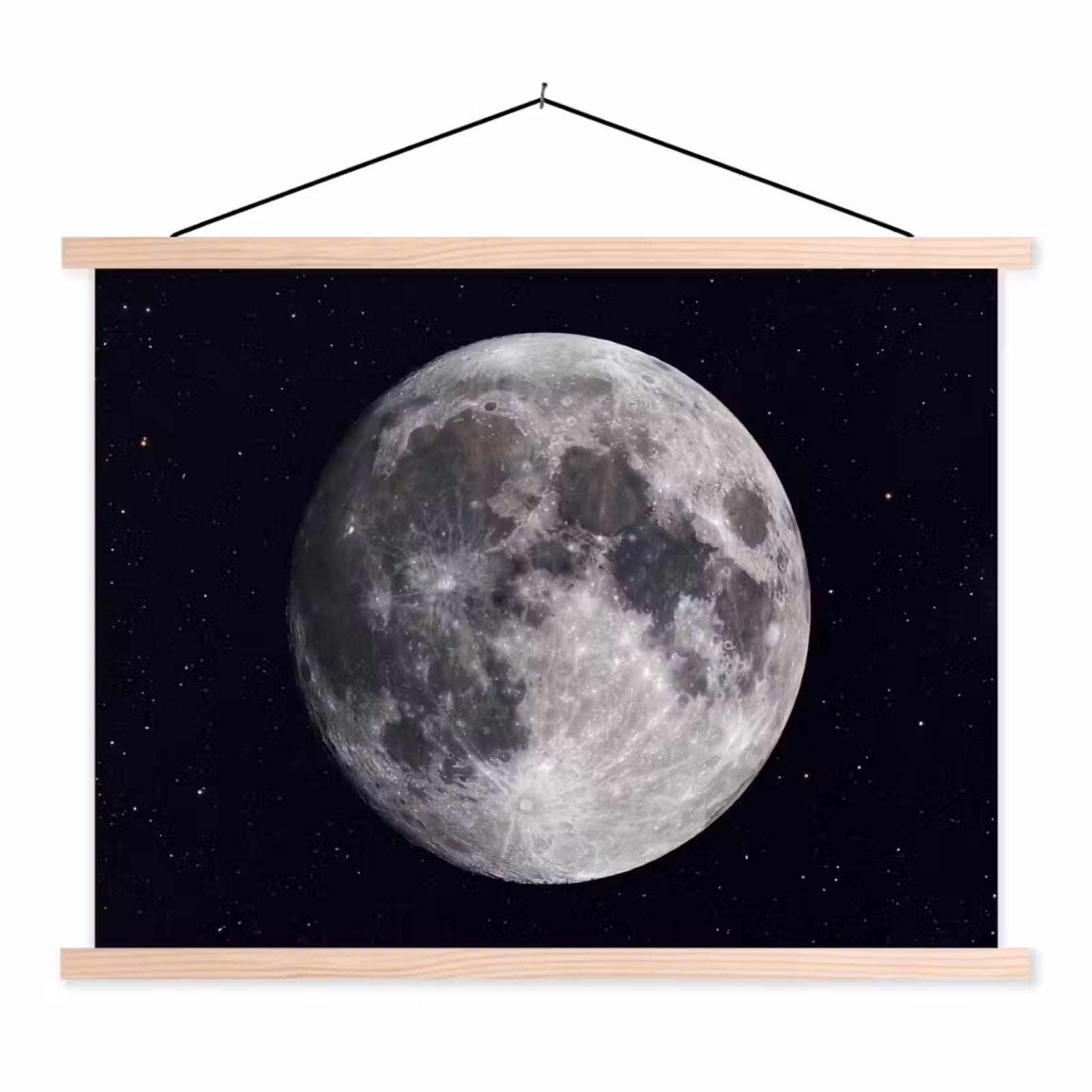 Stoffbild - Mond – Sterne – Weltraum - Maan - Sterren - Ruimte textielposter latten blank klein