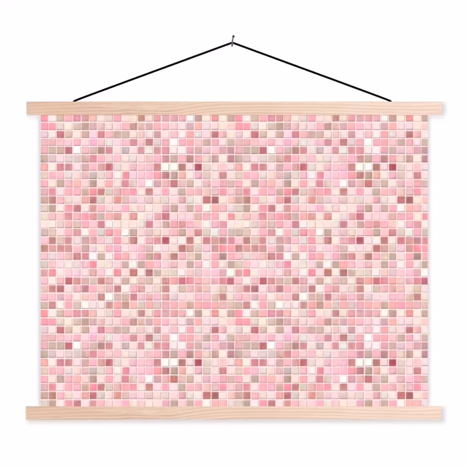 Mozaïek - Patroon - Roze textielposter latten blank klein 122 -3d