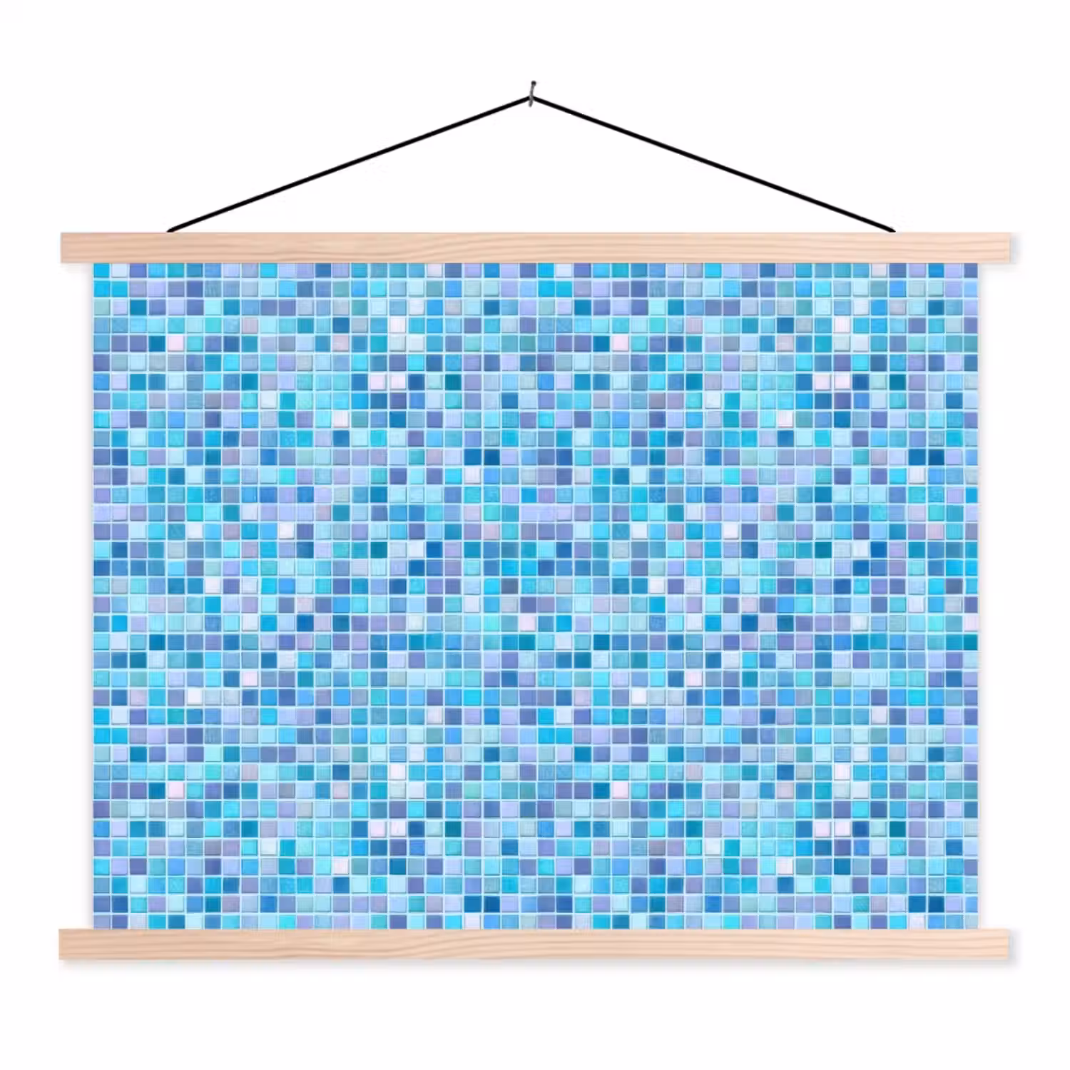 Mozaïek - Patroon - Turquoise textielposter latten blank klein 122 -3d