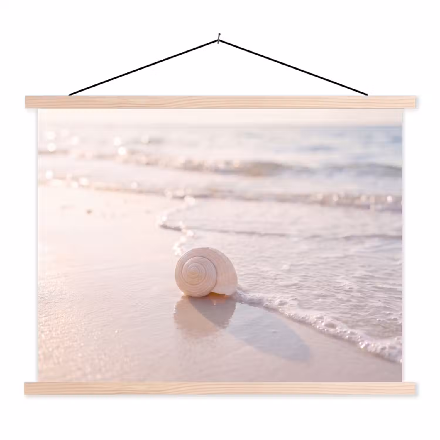 Zeeschelp - Strand - Zee - Natuur - Beige textielposter latten blank klein -3d