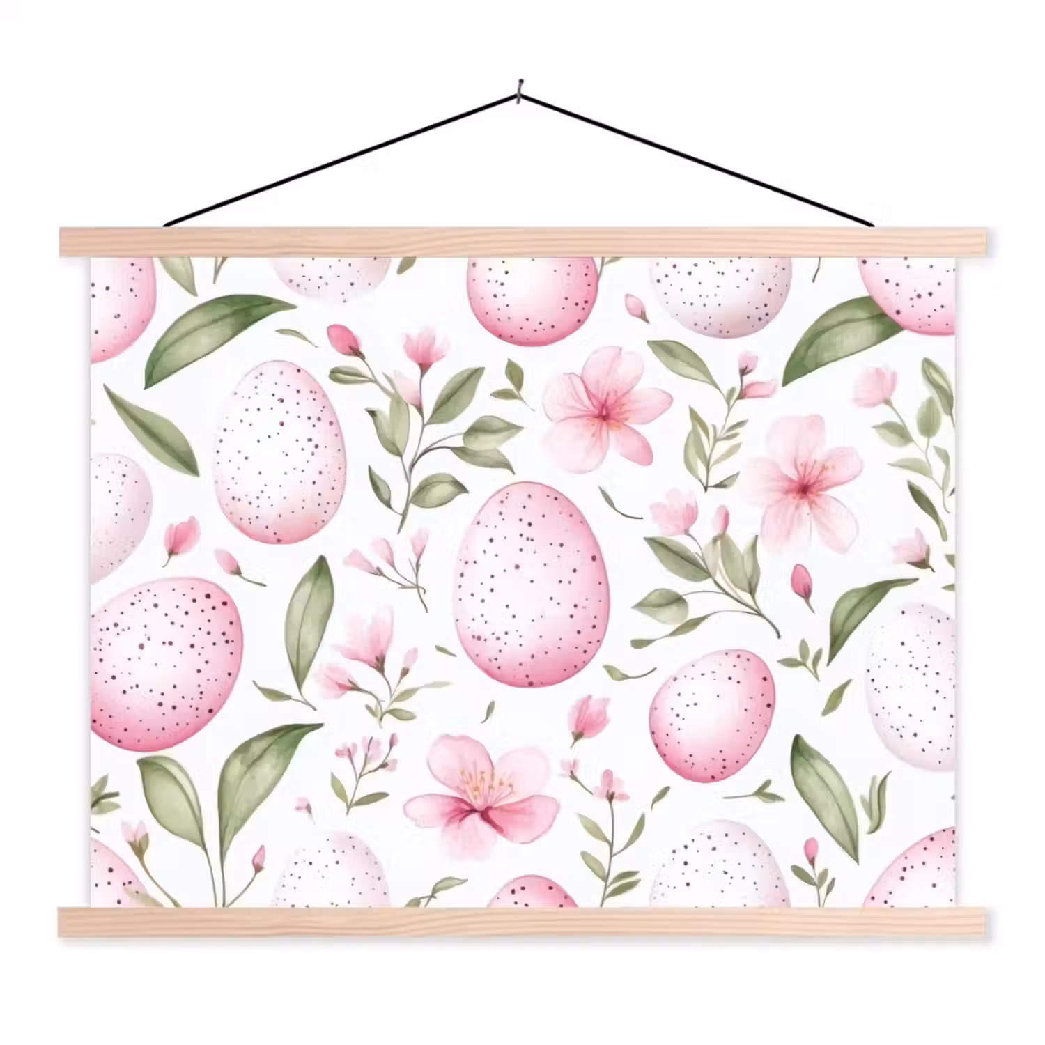 Patroon - Eieren - Roze - Pasen textielposter latten blank klein -3d