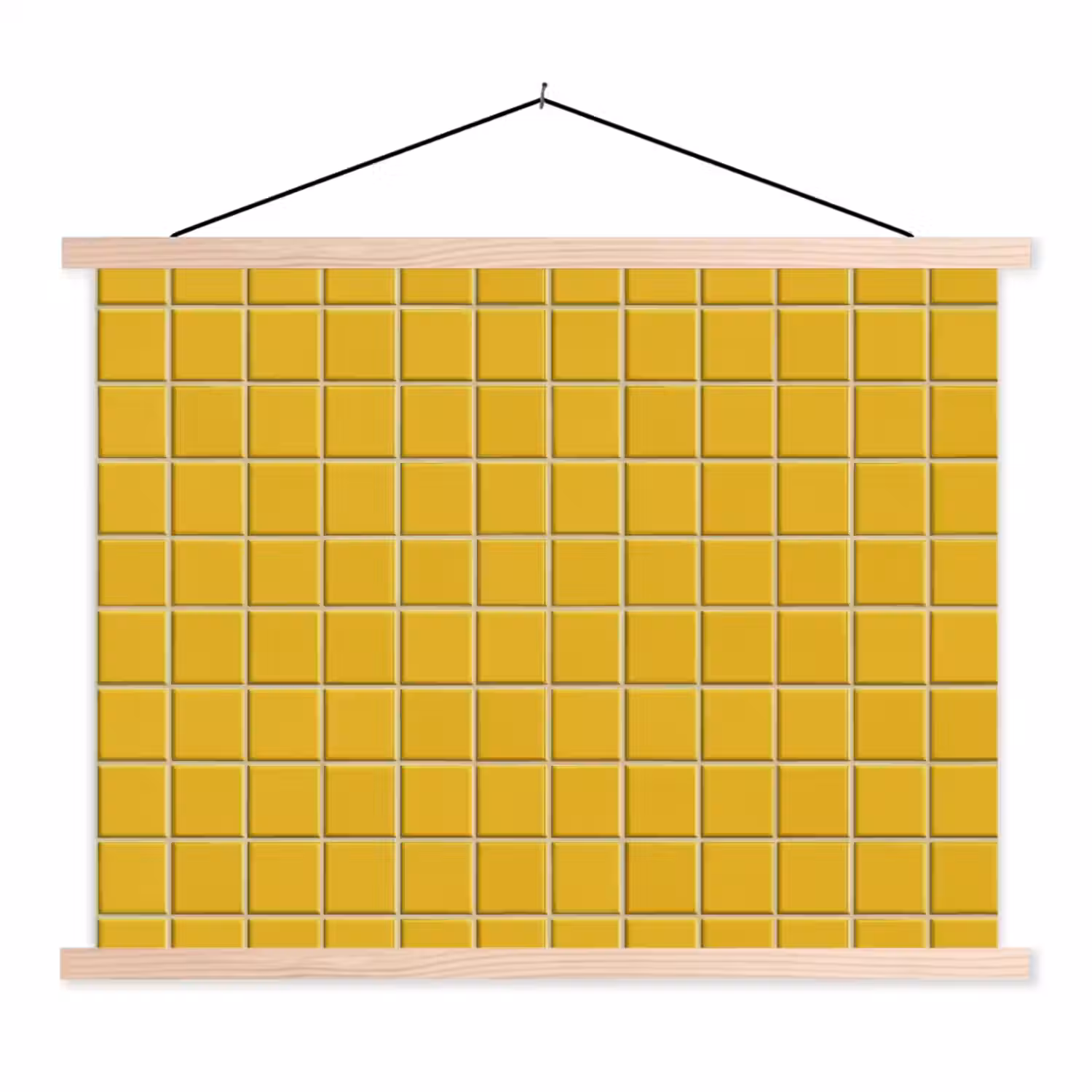 Patroon - Tegel - Okergeel textielposter latten blank klein 122 -3d