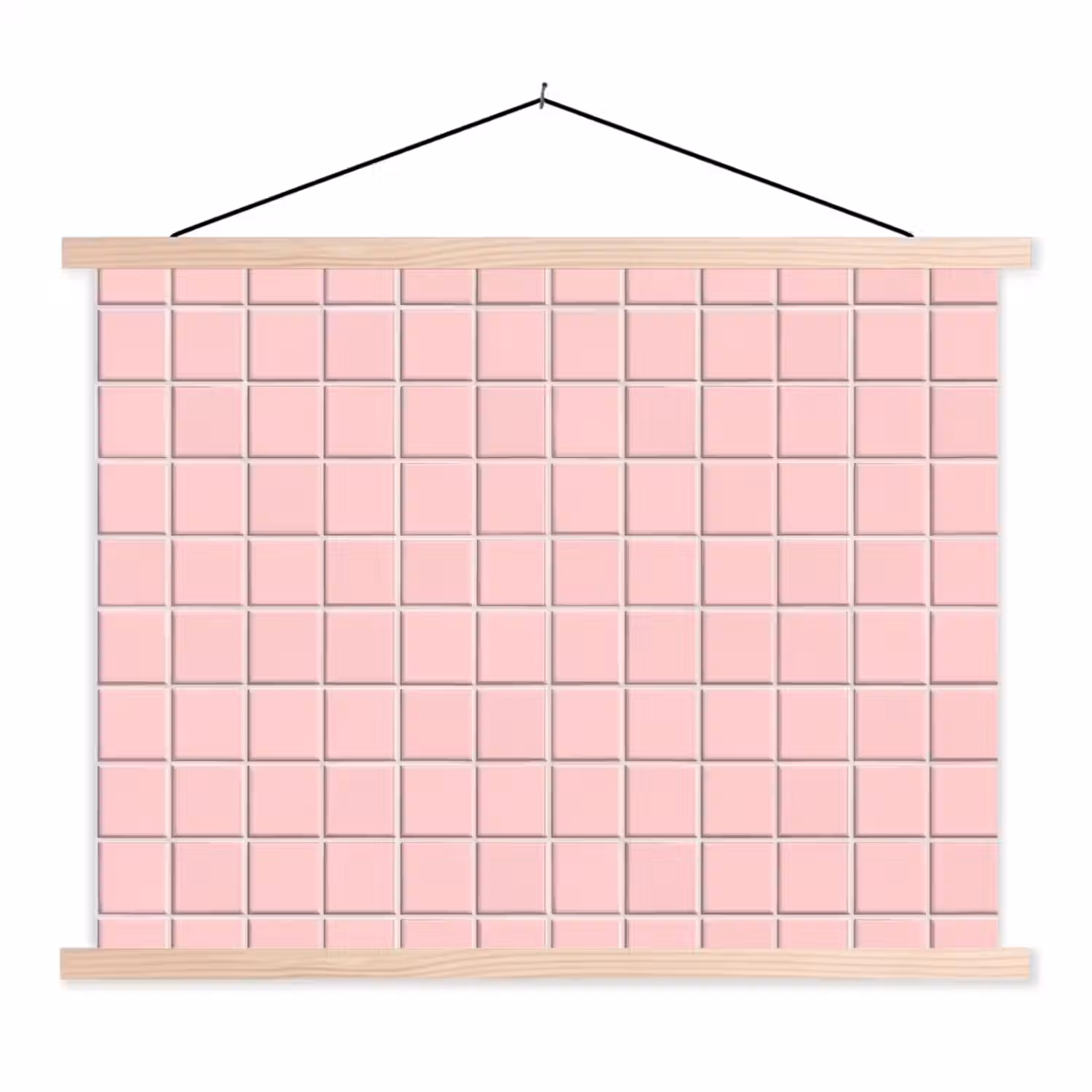 Patroon - Tegel - Pastelroze textielposter latten blank klein 122 -3d
