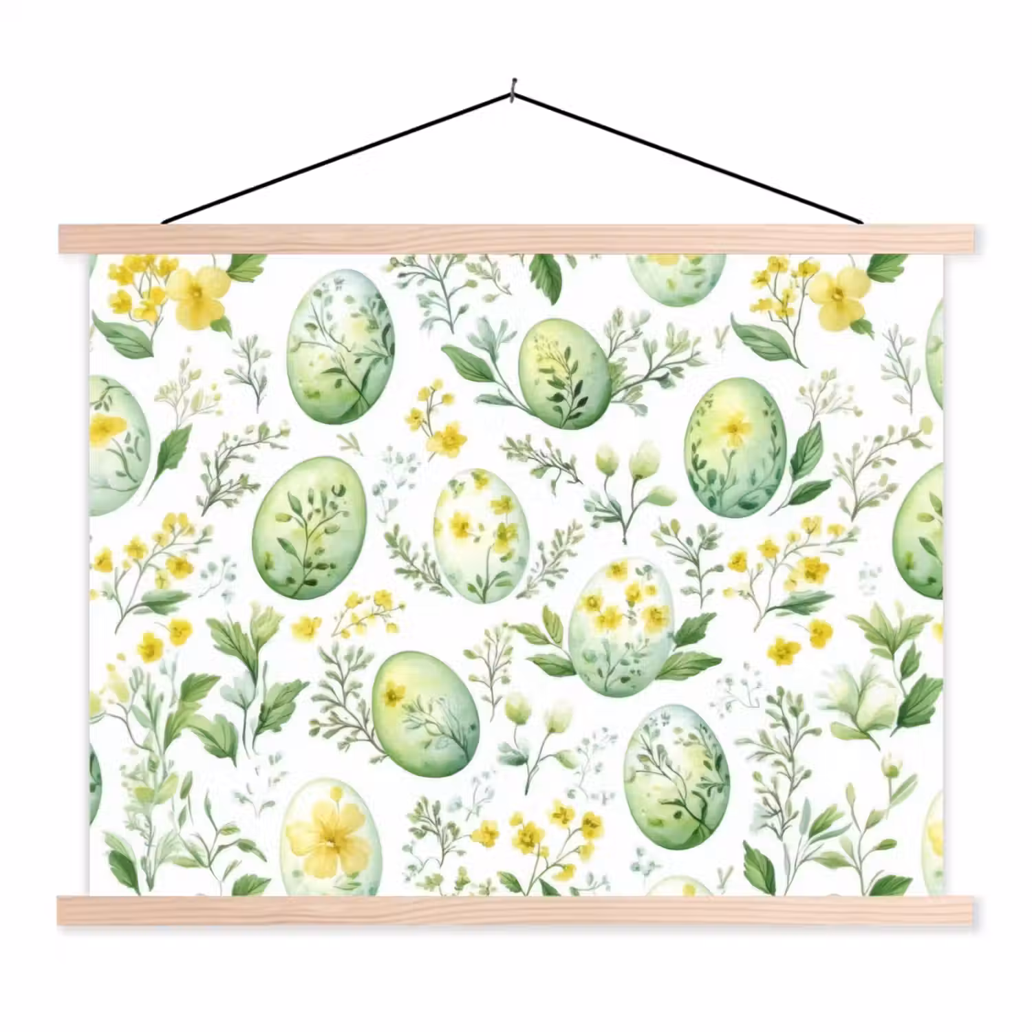 Patroon - Groen - Eieren textielposter latten blank klein -3d