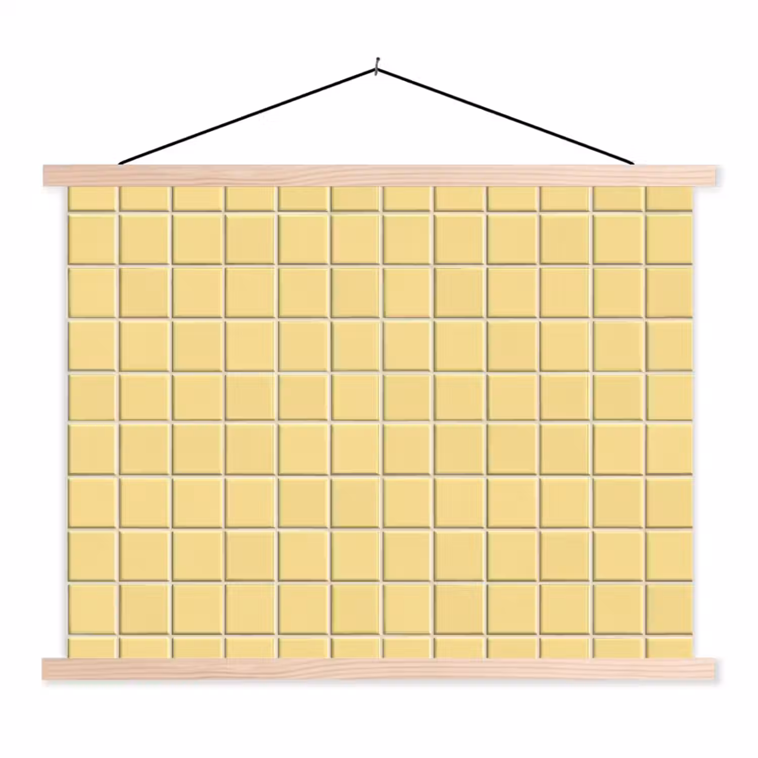 Patroon - Tegels - Geel textielposter latten blank klein 122 -3d