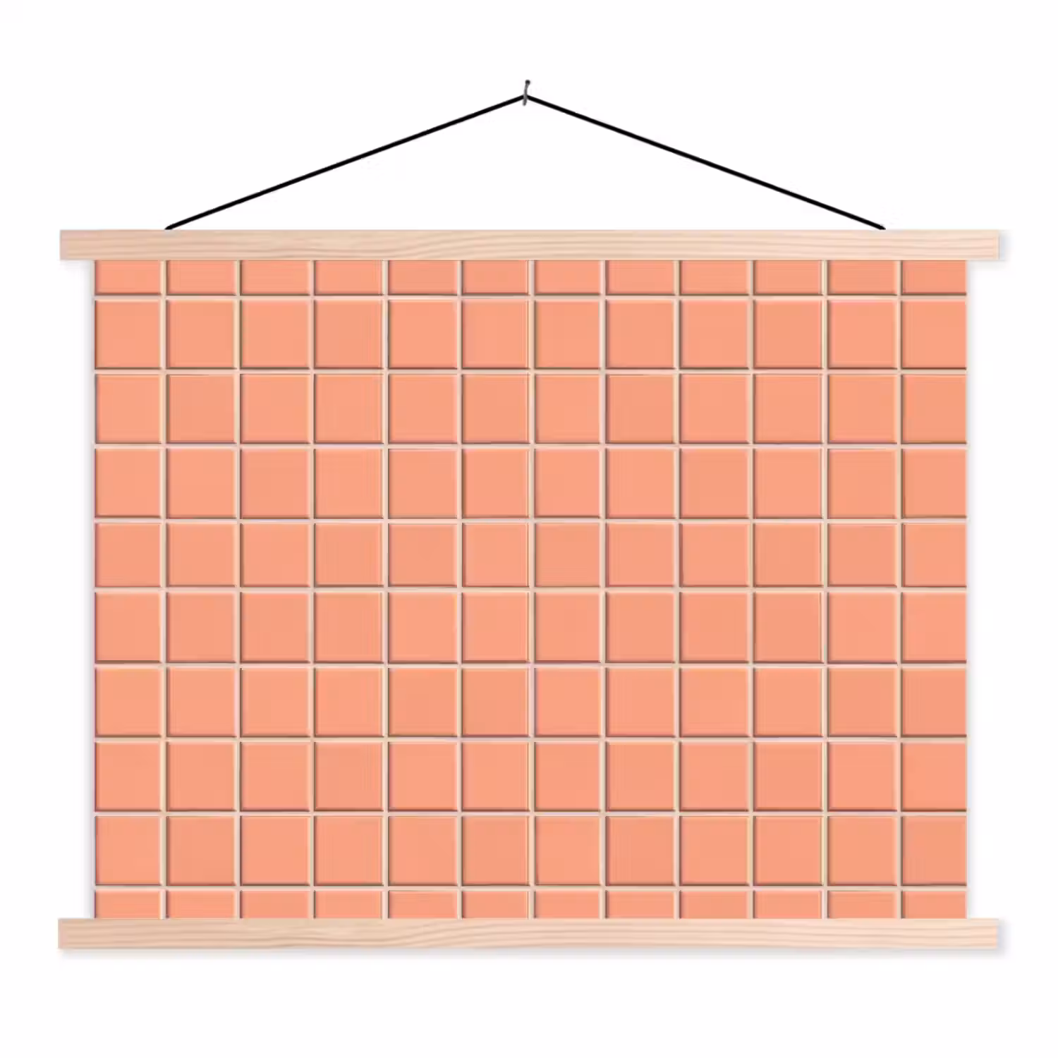 Patroon - Tegels - Perzik textielposter latten blank klein 122 -3d