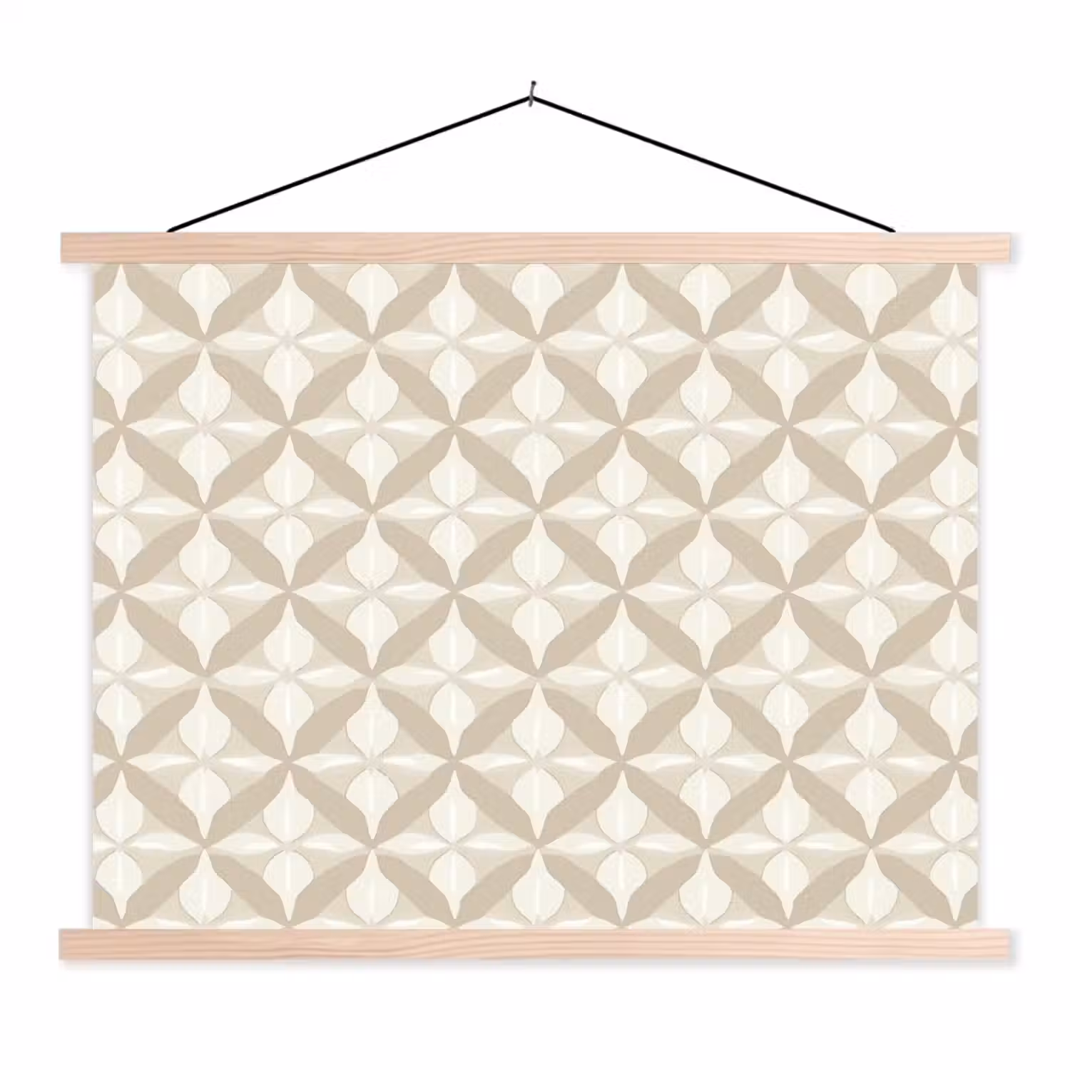 Patroon - Klassiek - Beige textielposter latten blank klein 122 -3d