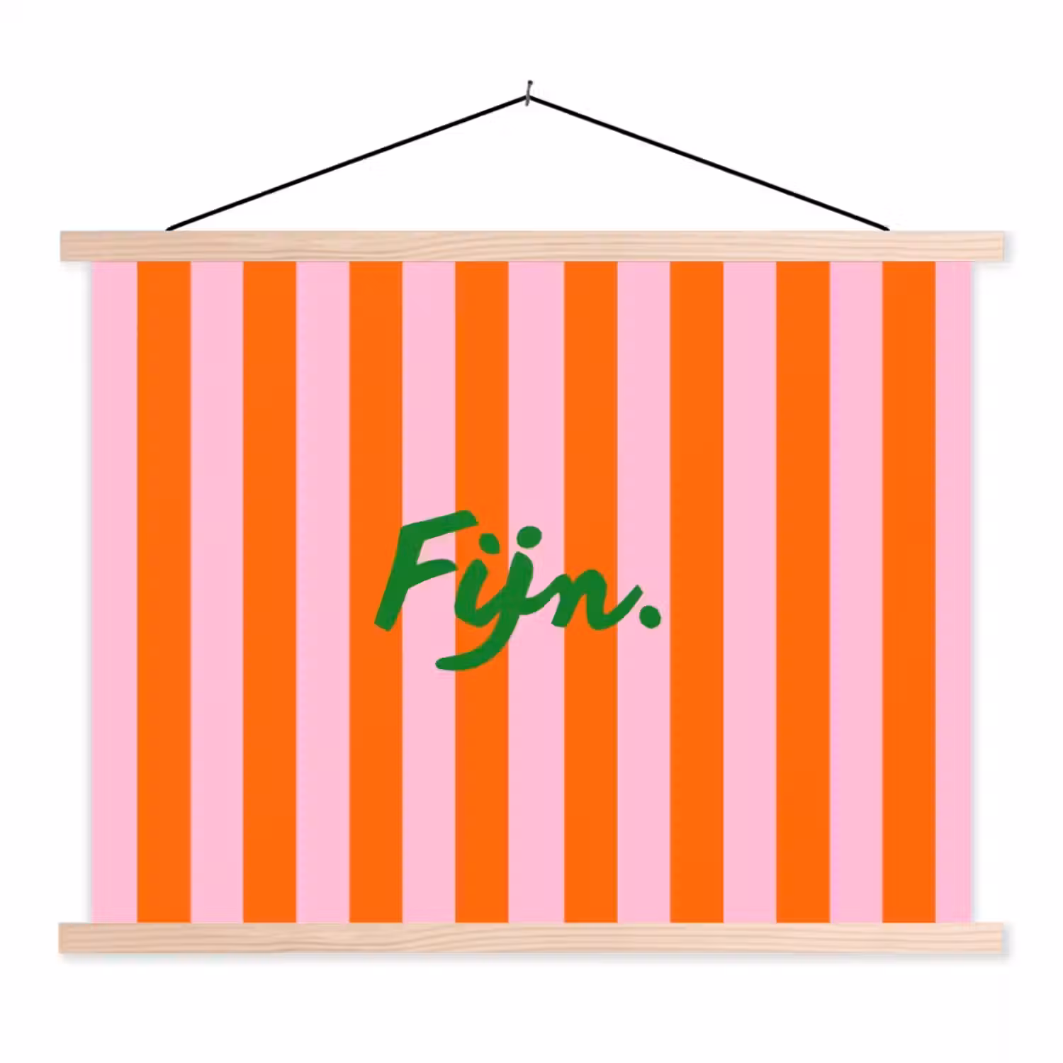 Patroon - Oranje - Fijn - Strepen textielposter latten blank klein -3d