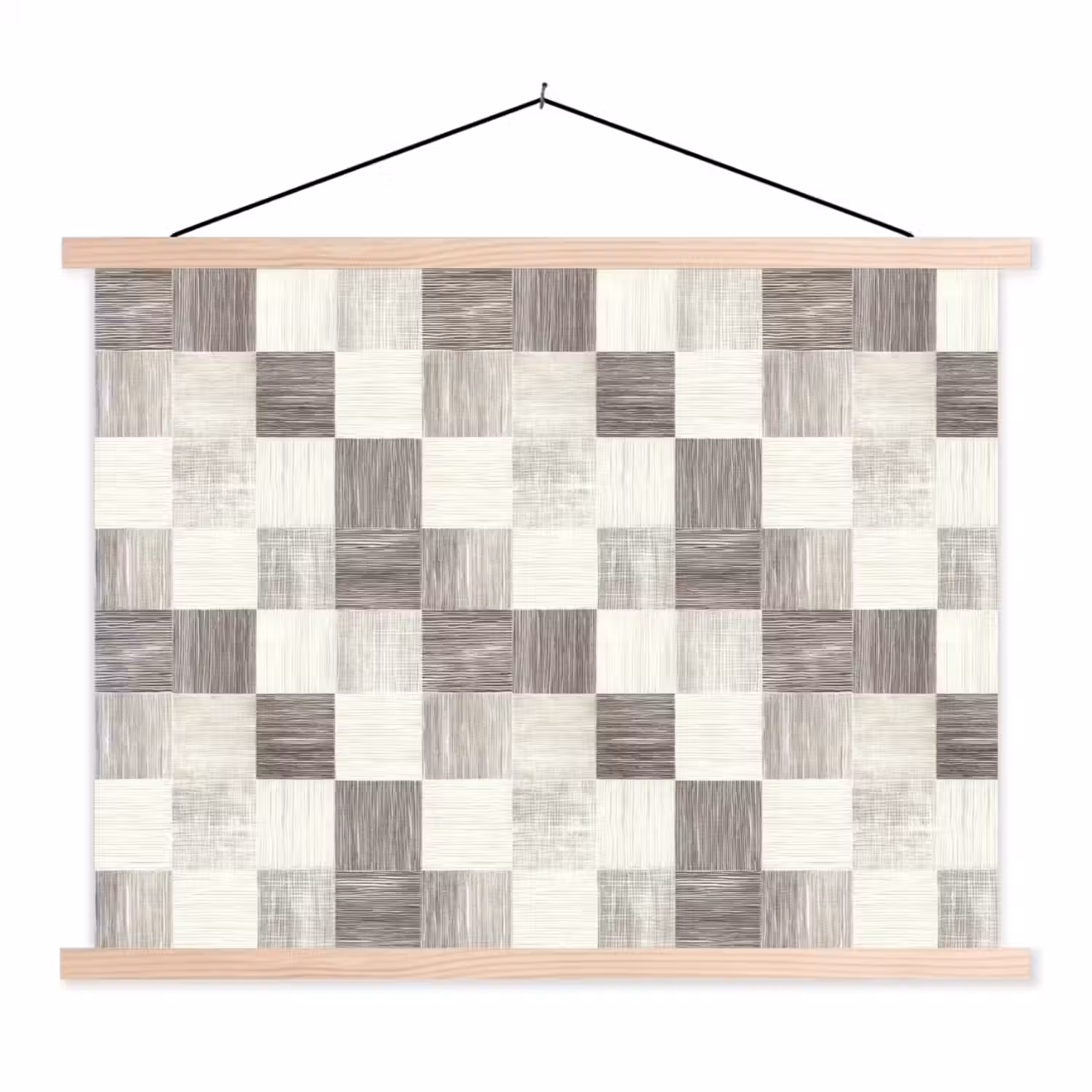 Patroon - Dambord - Houtnerf textielposter latten blank klein 122 -3d