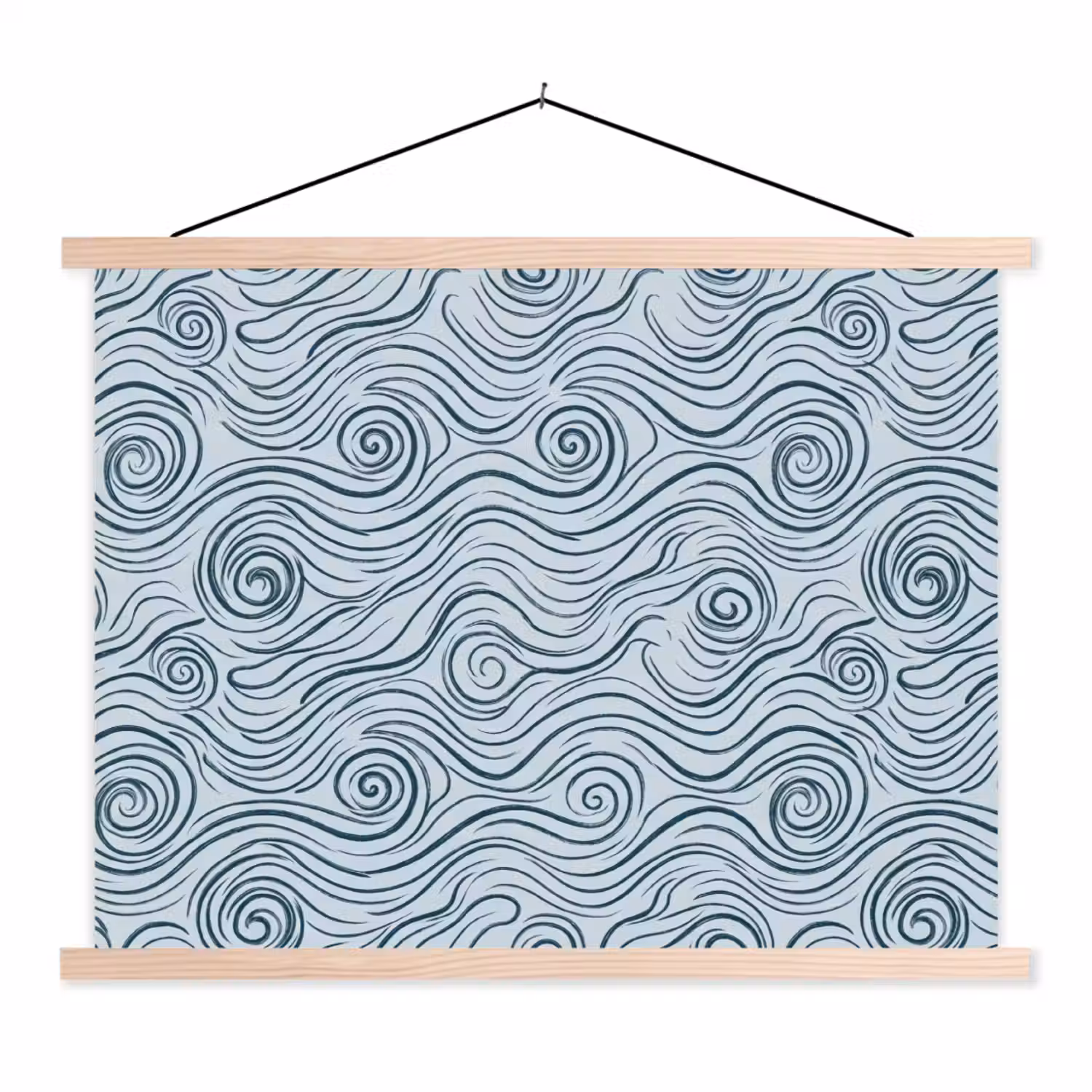 Patroon - Golven - Abstract - Modern - Blauw textielposter latten blank klein -3d