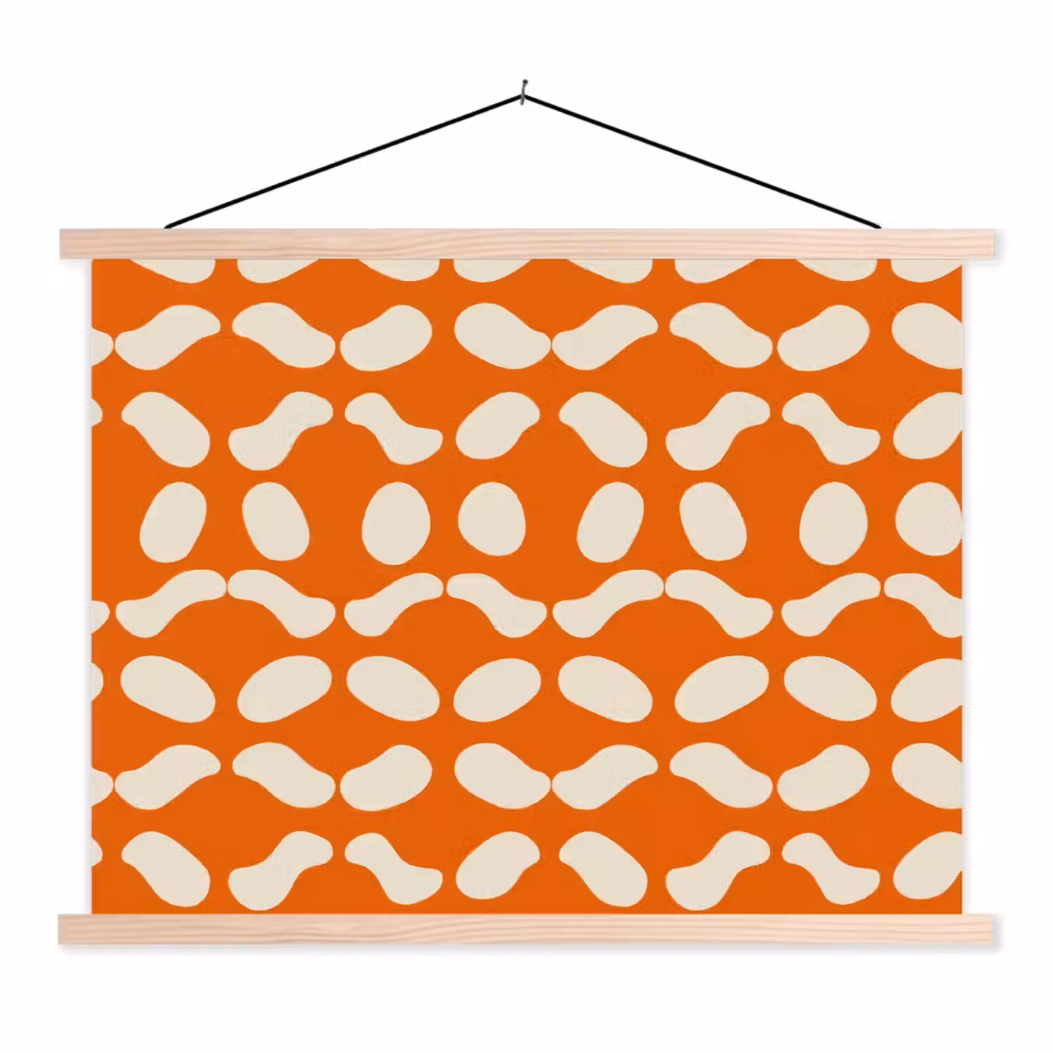 Oranje - Organische vormen - Wit textielposter latten blank klein 122 -3d