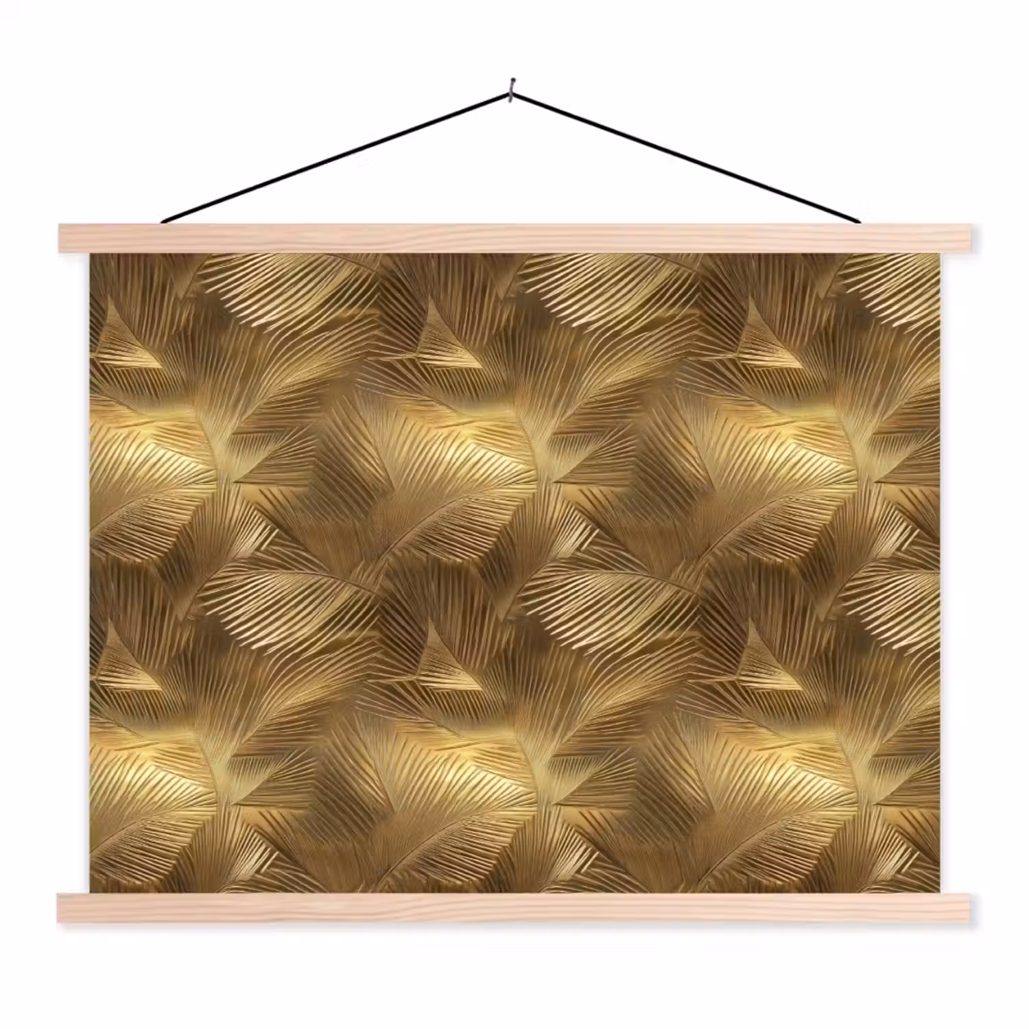 Palm - Waaier - Goud textielposter latten blank klein 122 -3d